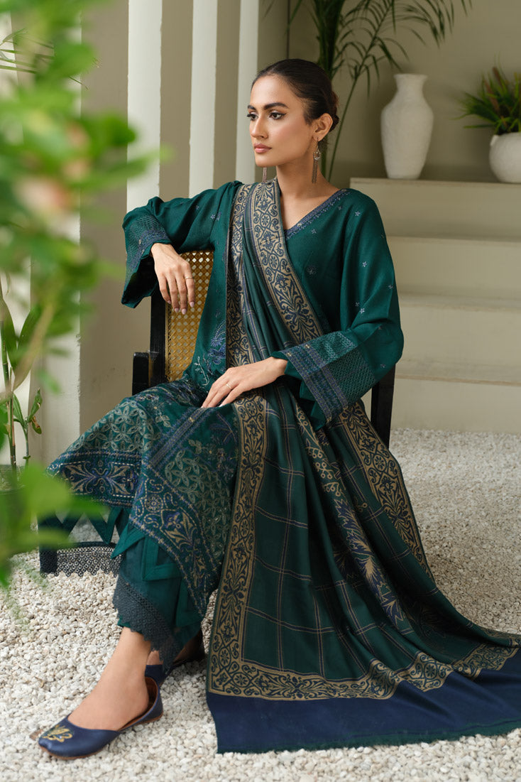 Marjjan | Aangan Embroidered Viscose | MDS-75 (GREEN) - Official Marjjan stockist in UK - Sakeena London