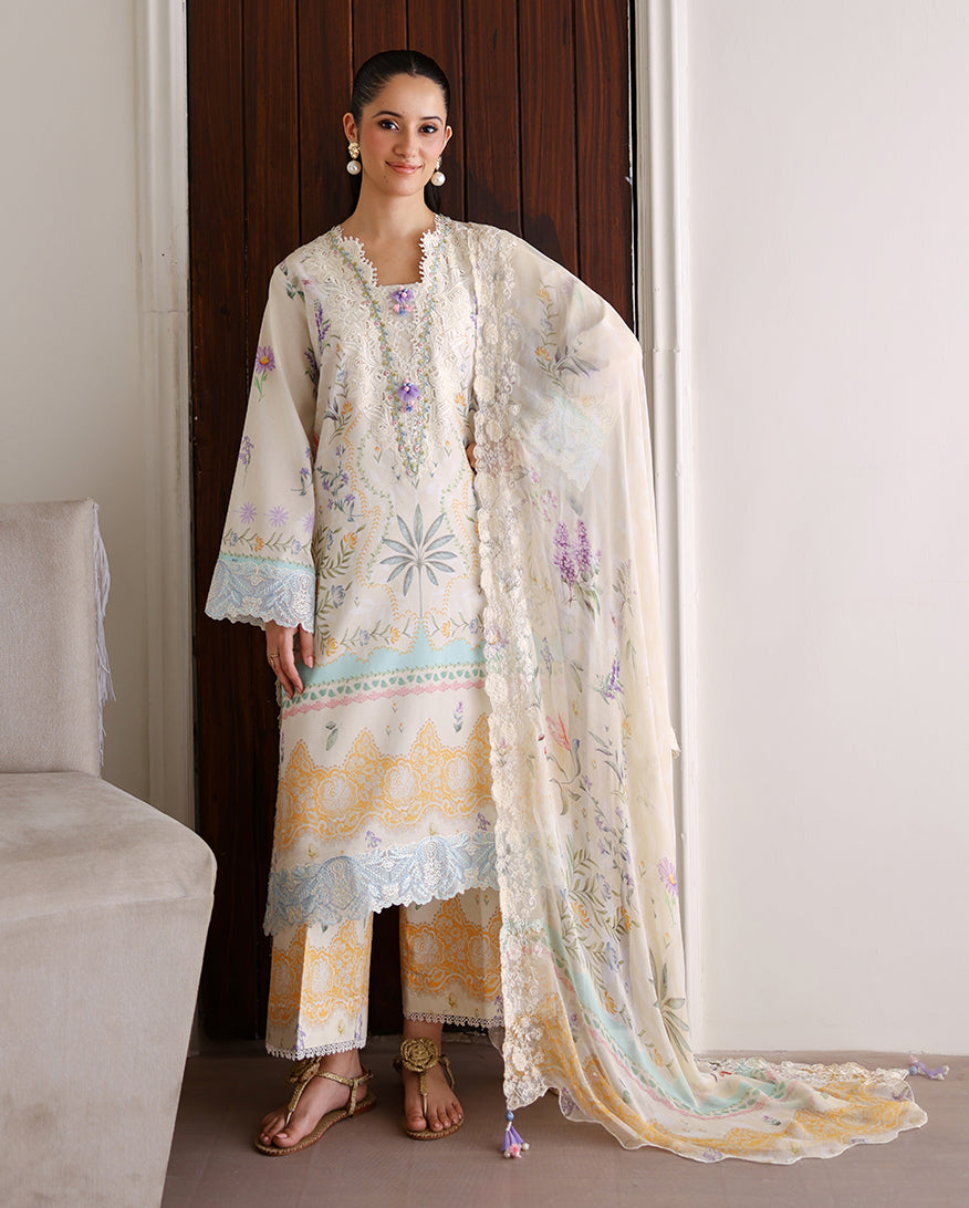 Roheenaz | Sunlit Tales Printed Embroidered Edit | Glowleaf