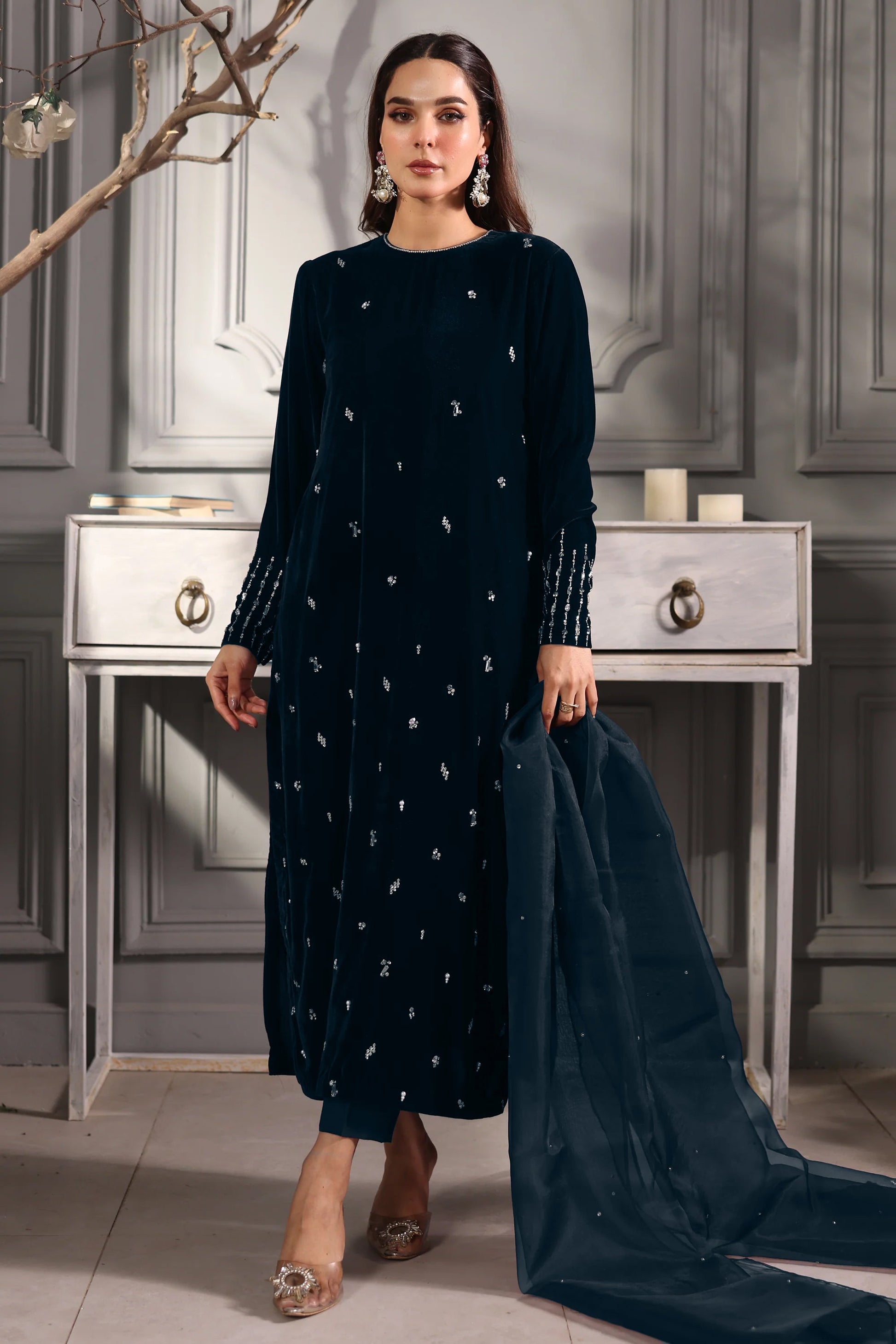 Hana | Mavi Velvets | Velvet Whisper - Official Sakeena London stockist in UK - Sakeena London