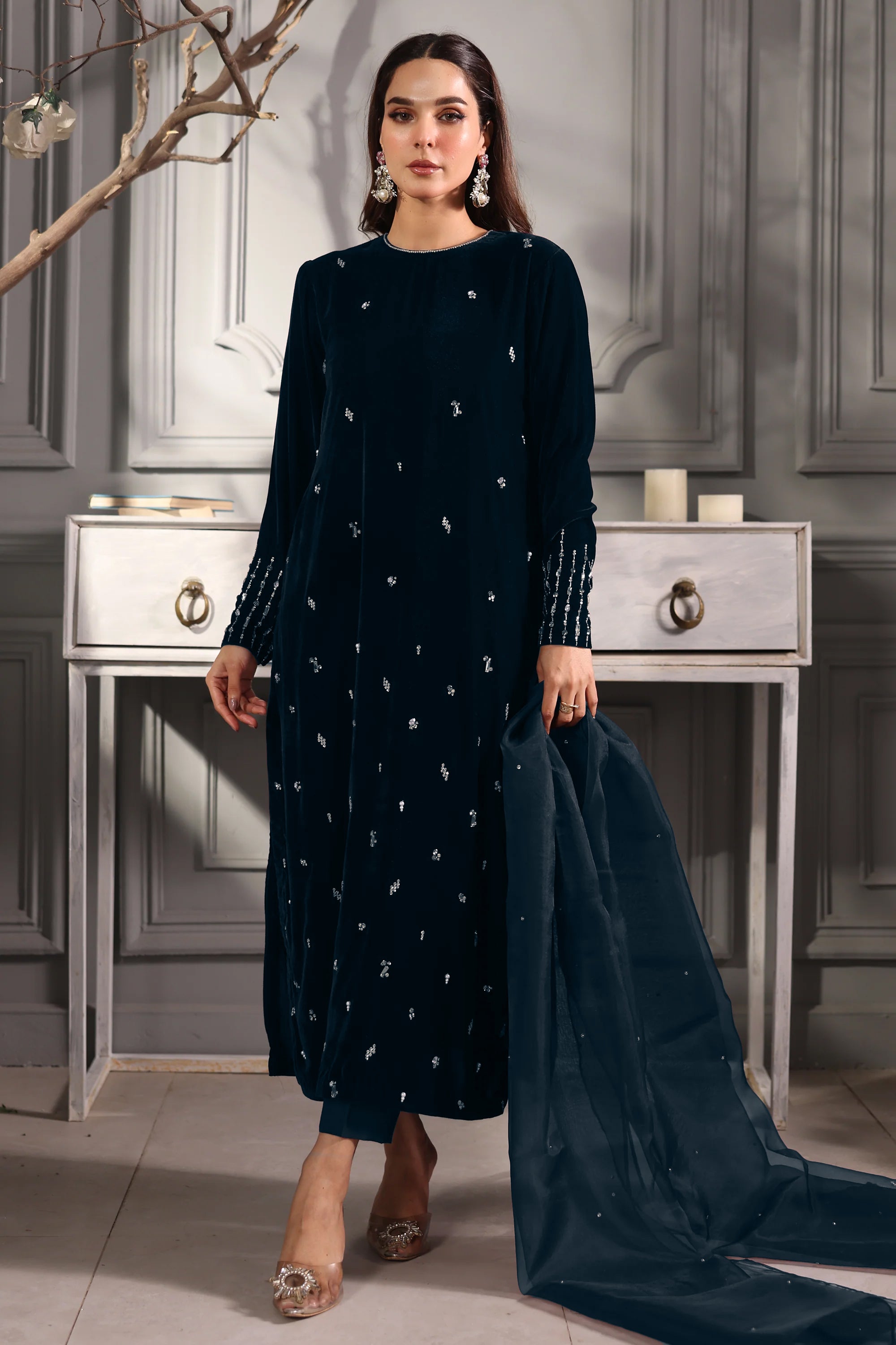 Hana | Mavi Velvets | Velvet Whisper - Official Sakeena London stockist in UK - Sakeena London