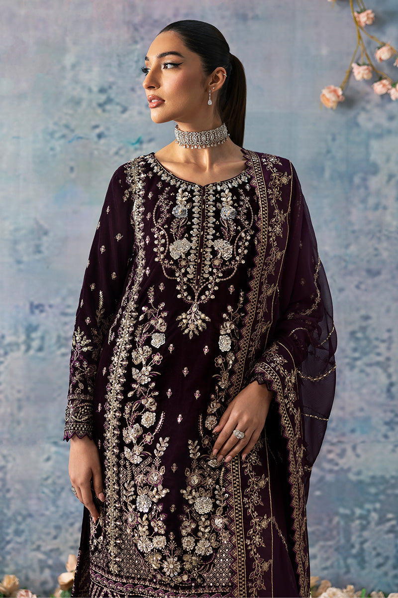 Gulaal | Celeste Velvet 24 | Plum - Official Gulaal stockist in UK - Sakeena London