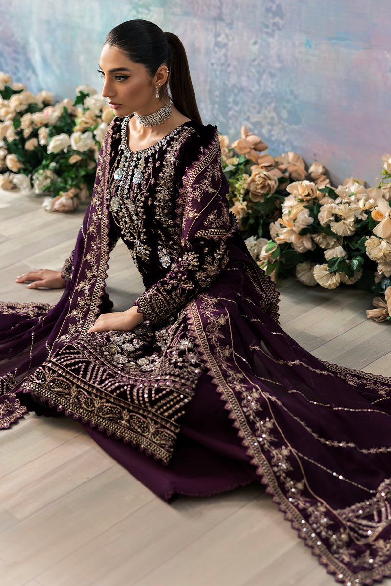 Gulaal | Celeste Velvet 24 | Plum - Official Gulaal stockist in UK - Sakeena London