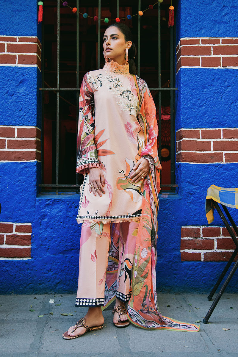 Mushq | La Dolce Hemline Prints 25 | Peach Poppies - Official Mushq stockist in UK - Sakeena London