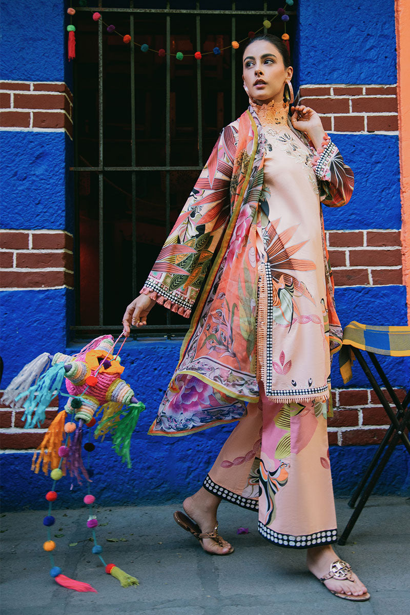 Mushq | La Dolce Hemline Prints 25 | Peach Poppies - Official Mushq stockist in UK - Sakeena London