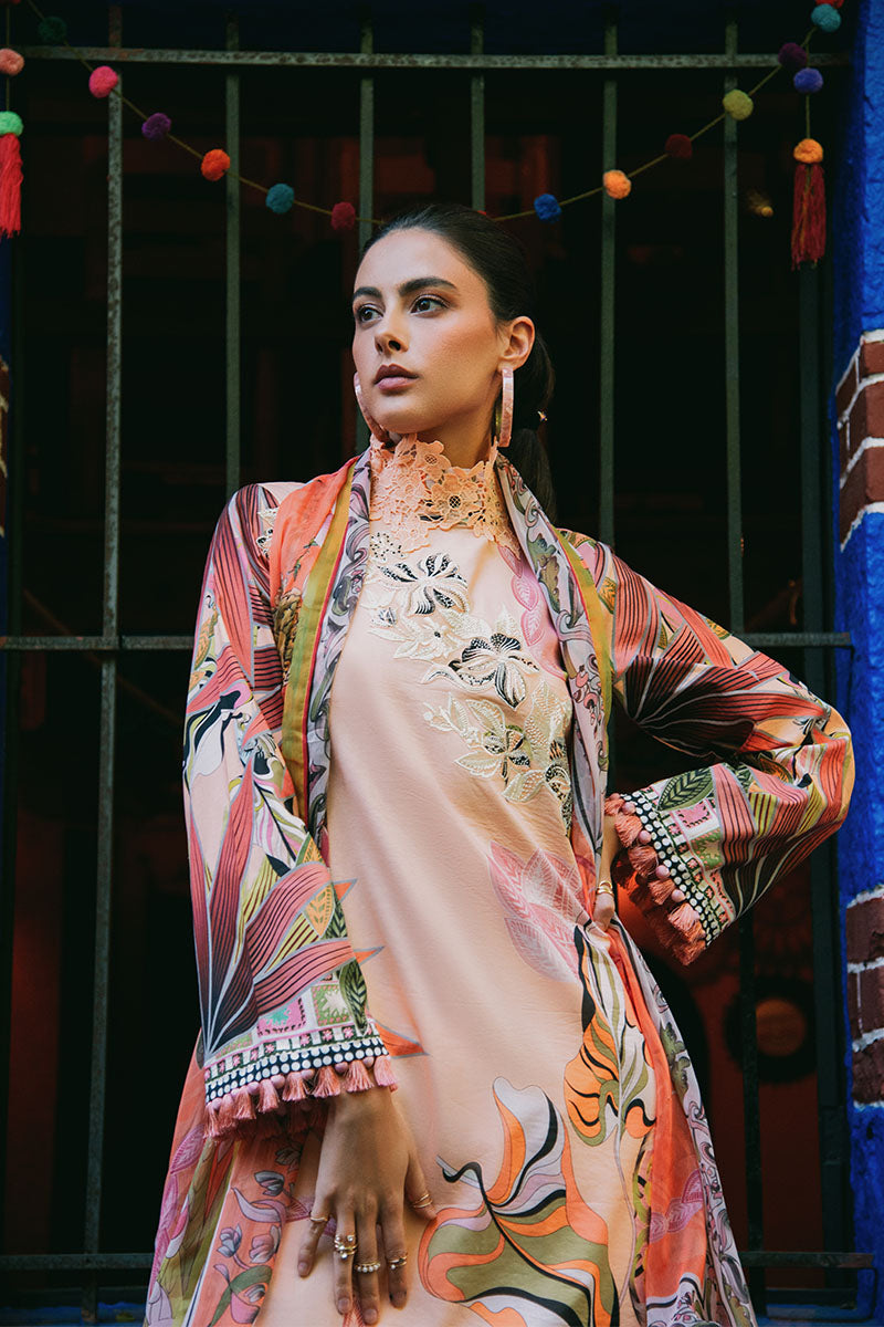Mushq | La Dolce Hemline Prints 25 | Peach Poppies - Official Mushq stockist in UK - Sakeena London