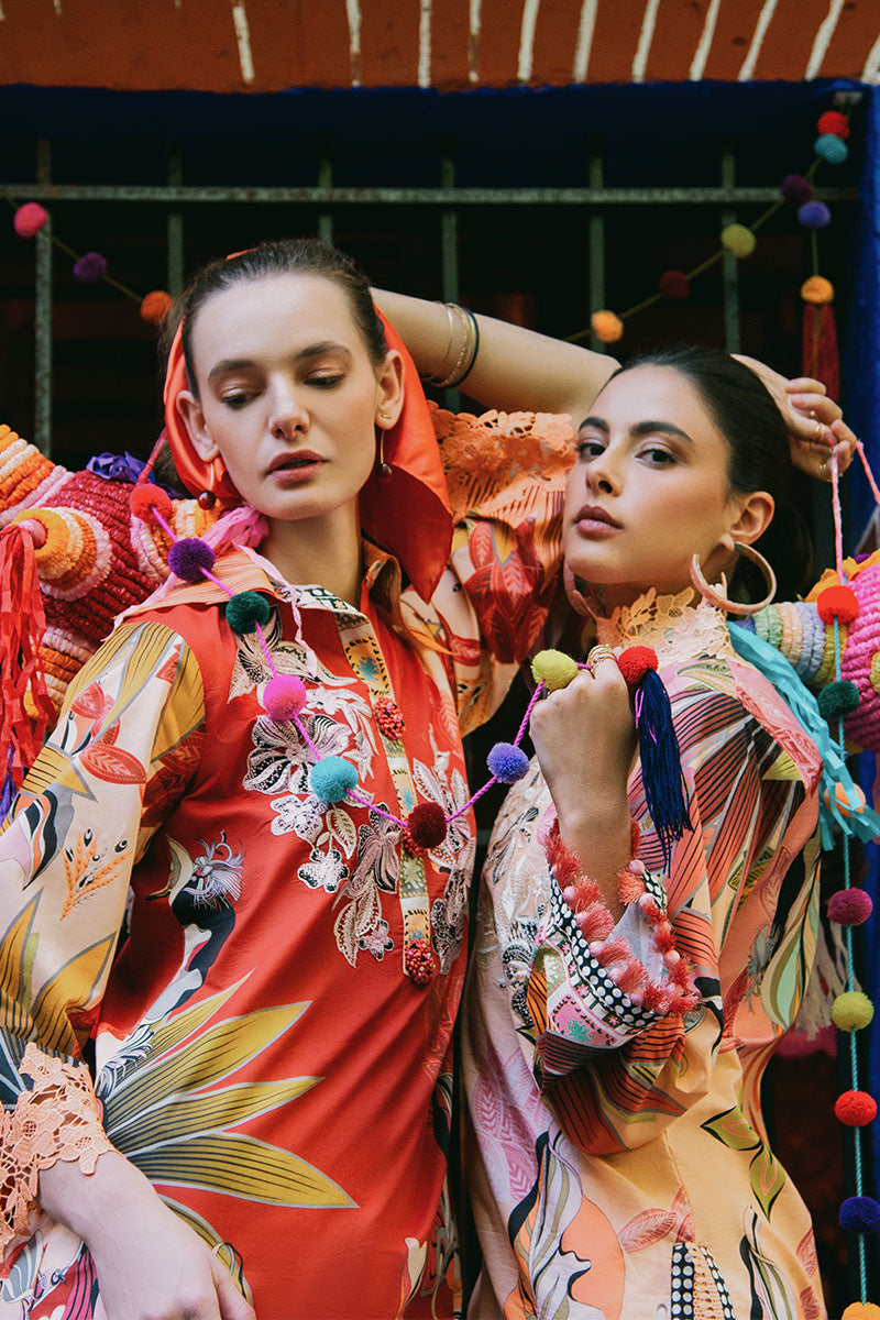 Mushq | La Dolce Hemline Prints 25 | Peach Poppies - Official Mushq stockist in UK - Sakeena London