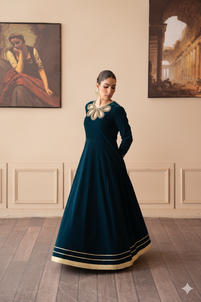 Fozia Khalid | The Velvet Rise 25 | EMERALD VEIL - Official Fozia Khalid stockist in UK - Sakeena London