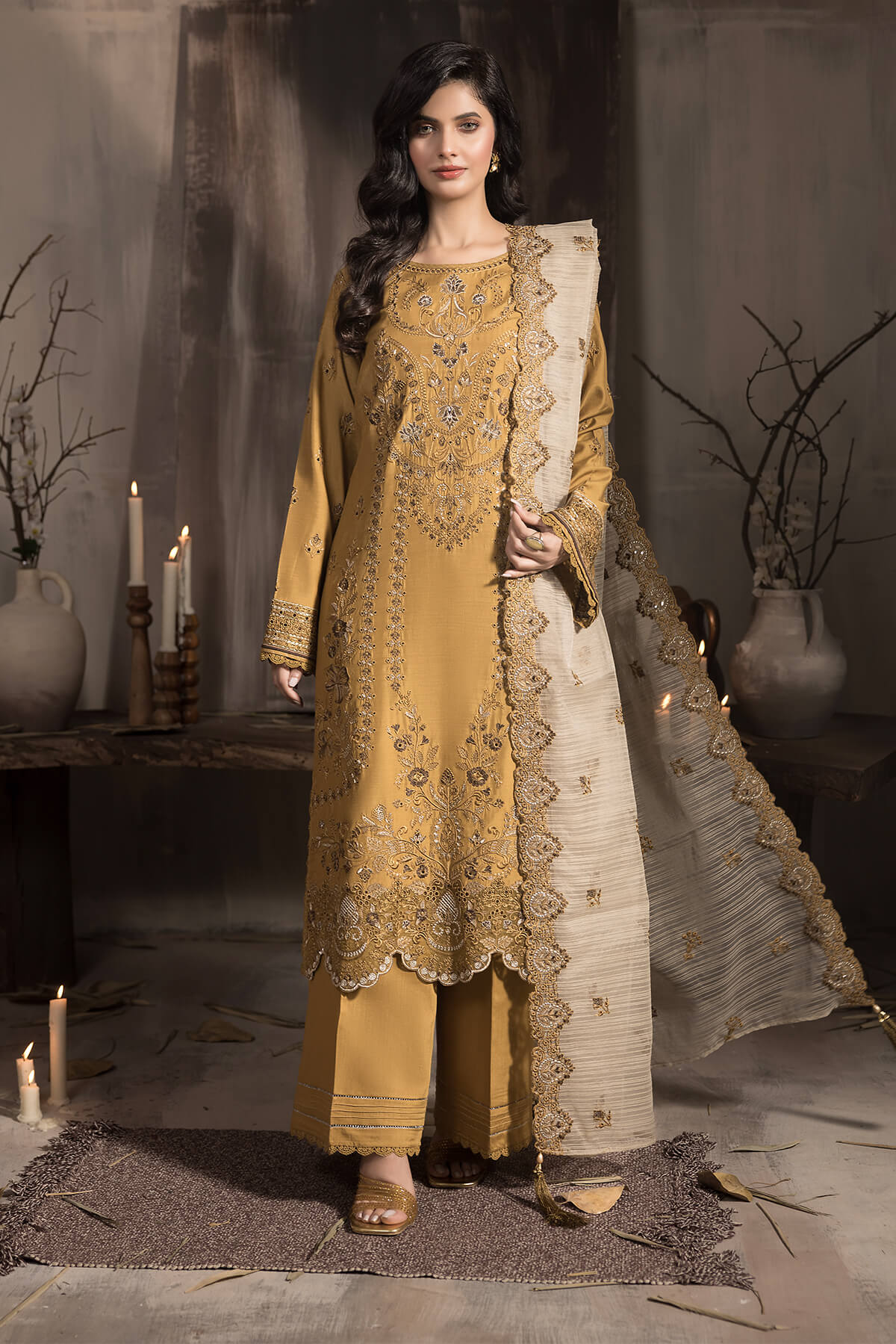 Imrozia Premium | Sehar Winter Collection | I.P-70 Sunheri - Official Imrozia Premium stockist in UK - Sakeena London