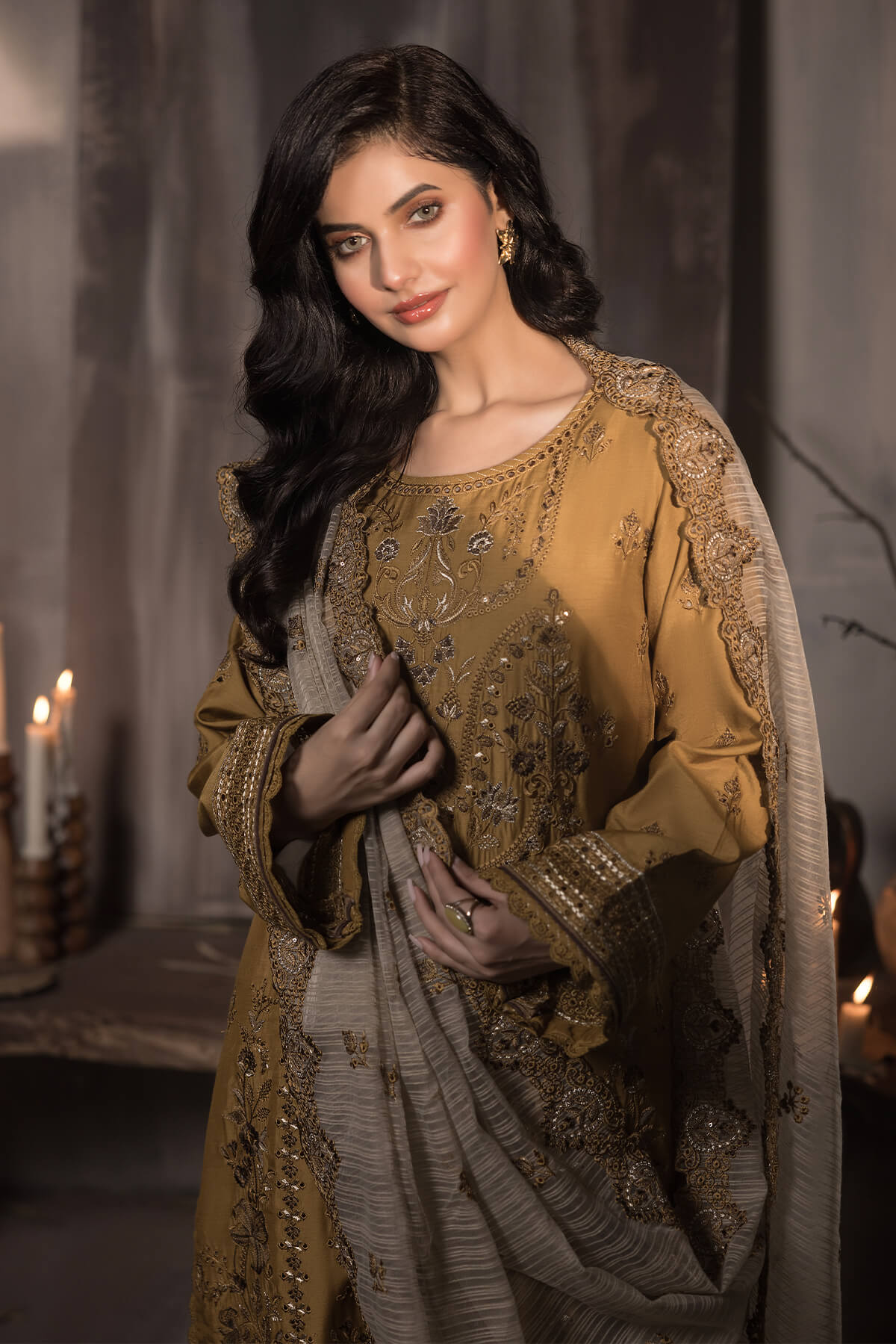 Imrozia Premium | Sehar Winter Collection | I.P-70 Sunheri - Official Imrozia Premium stockist in UK - Sakeena London