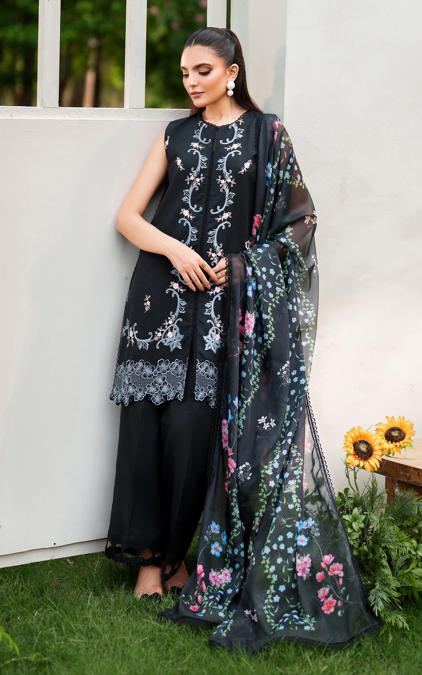 Asifa and Nabeel | Eden Cambric 25 | Ink Blossom ECU25-02 - Official Asifa and Nabeel stockist in UK - Sakeena London