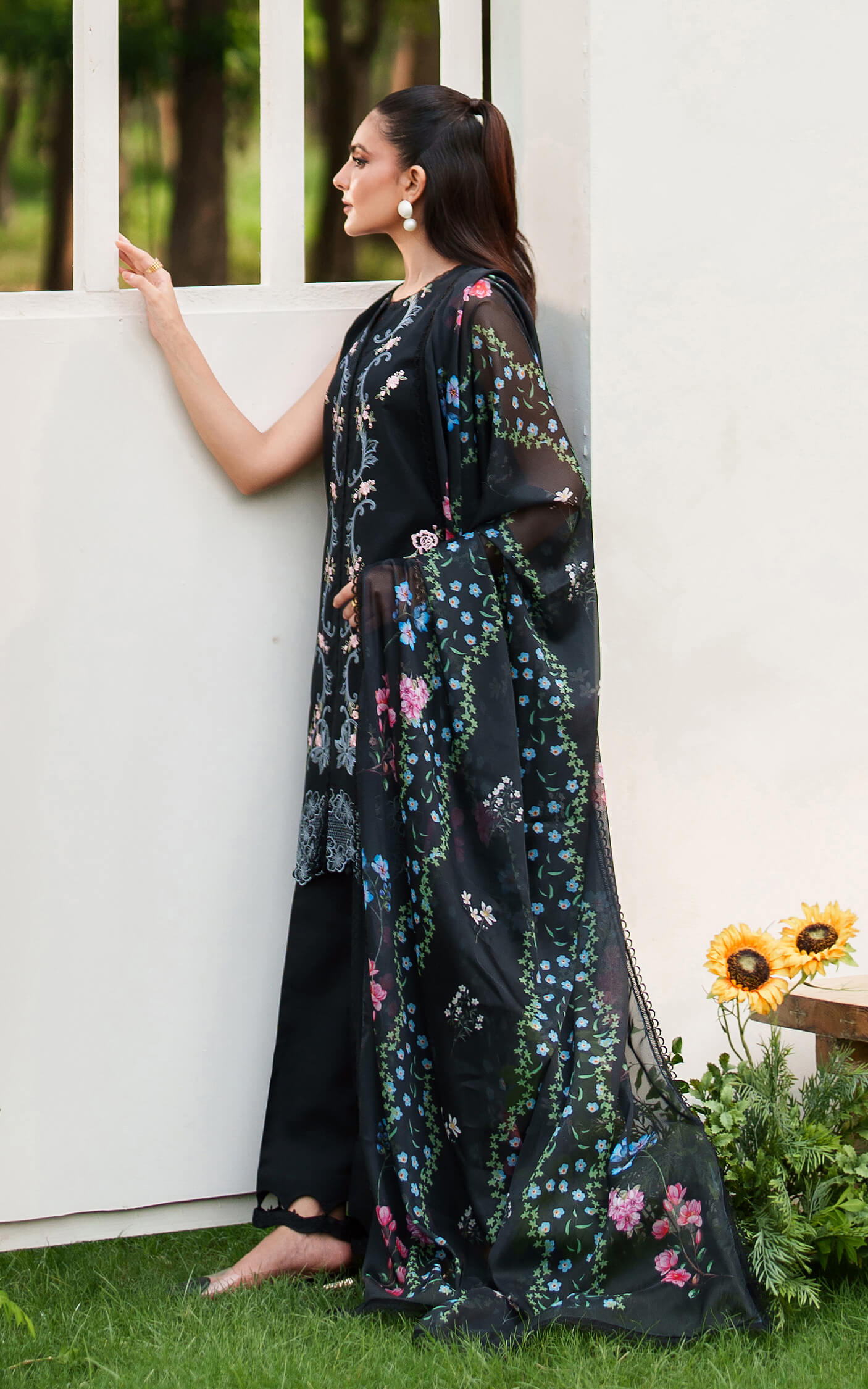 Asifa and Nabeel | Eden Cambric 25 | Ink Blossom ECU25-02 - Official Asifa and Nabeel stockist in UK - Sakeena London