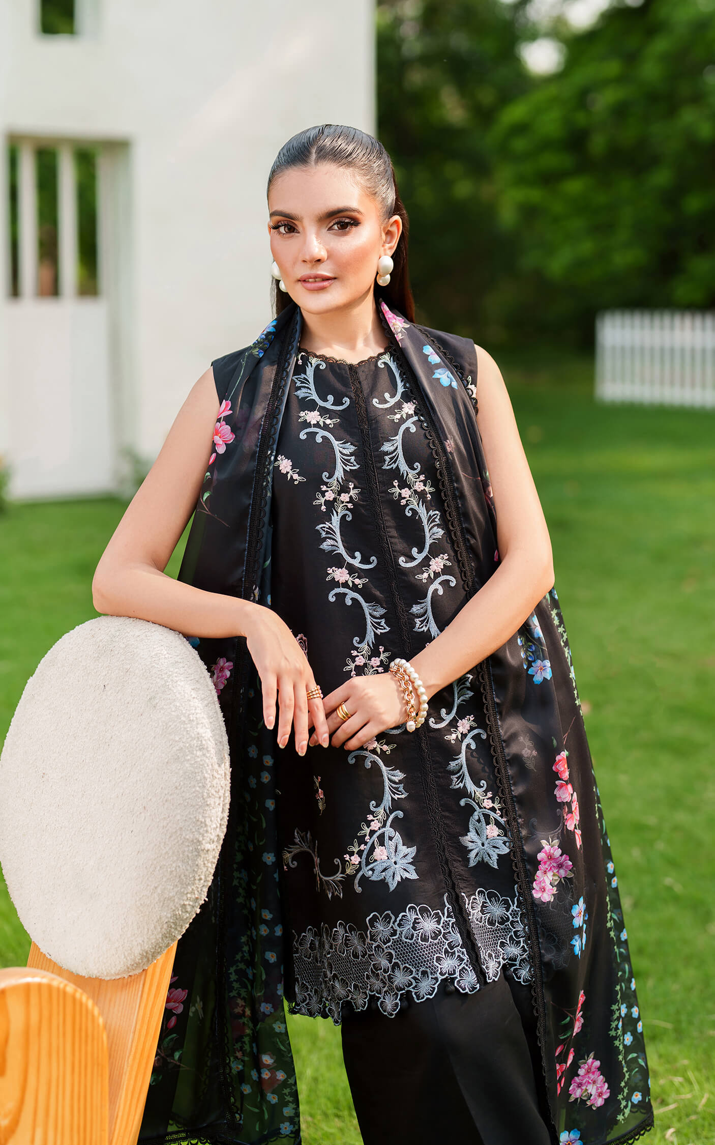 Asifa and Nabeel | Eden Cambric 25 | Ink Blossom ECU25-02 - Official Asifa and Nabeel stockist in UK - Sakeena London