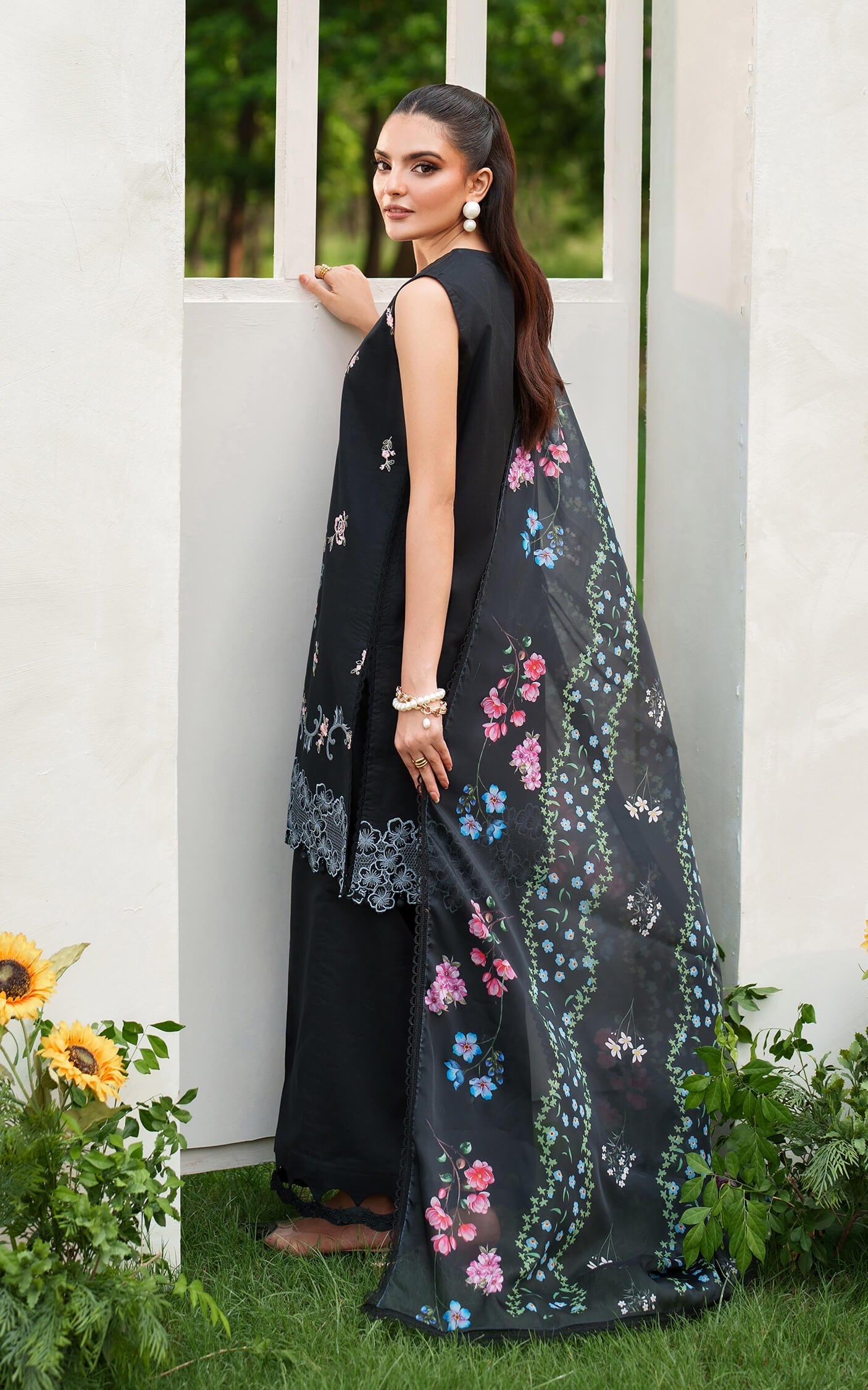 Asifa and Nabeel | Eden Cambric 25 | Ink Blossom ECU25-02 - Official Asifa and Nabeel stockist in UK - Sakeena London