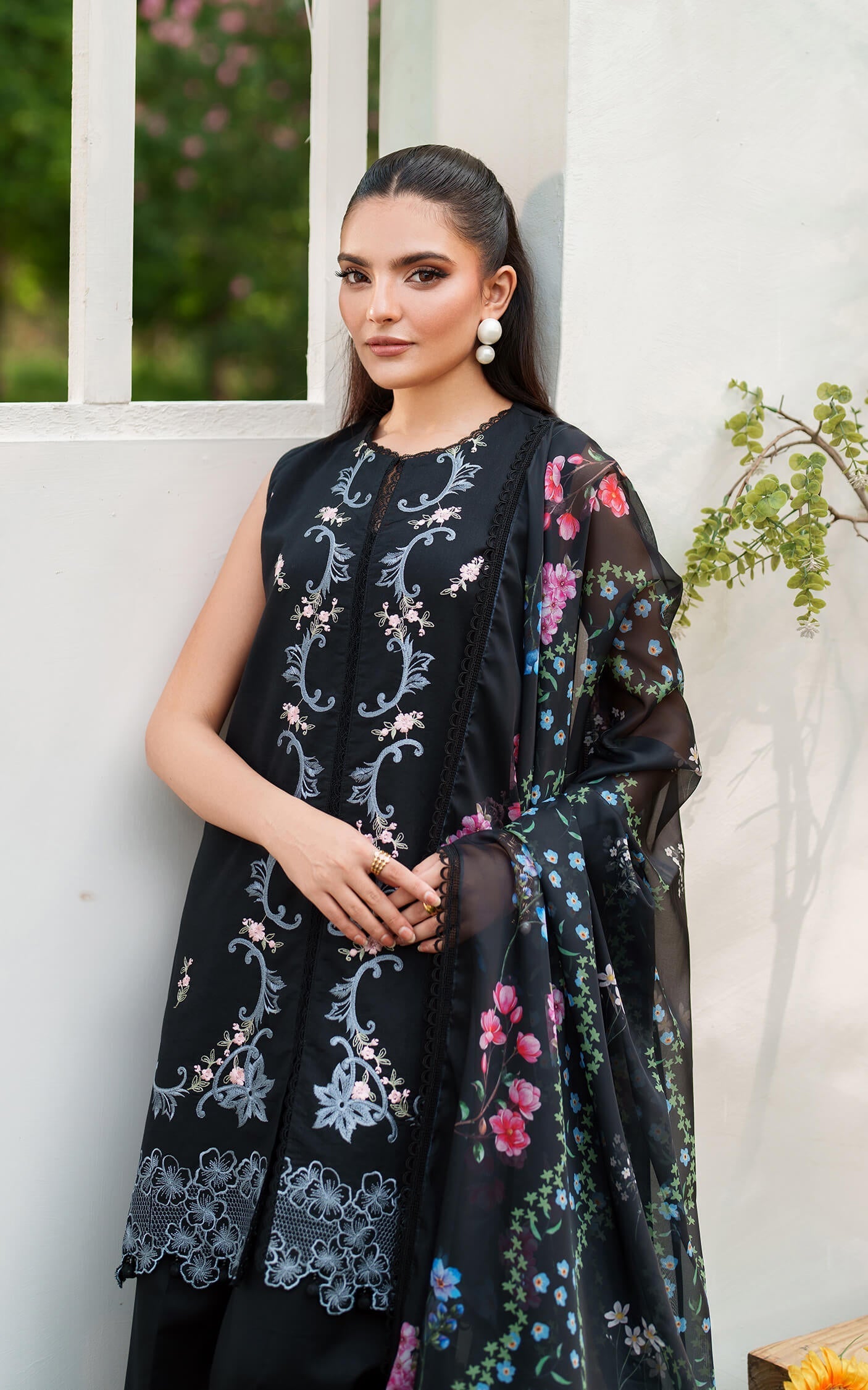 Asifa and Nabeel | Eden Cambric 25 | Ink Blossom ECU25-02 - Official Asifa and Nabeel stockist in UK - Sakeena London