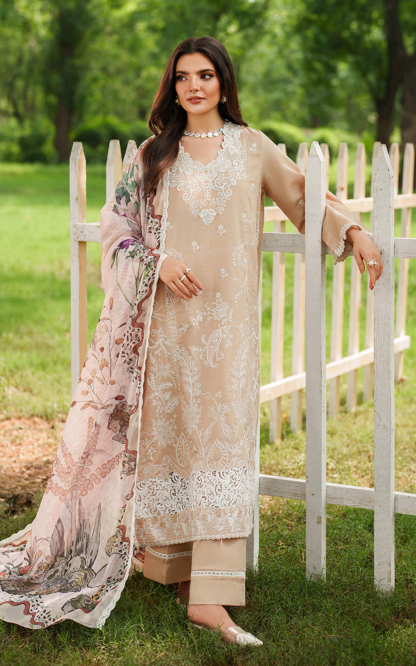 Asifa and Nabeel | Eden Cambric 25 | Ivory Haze ECU25-03 - Official Asifa and Nabeel stockist in UK - Sakeena London