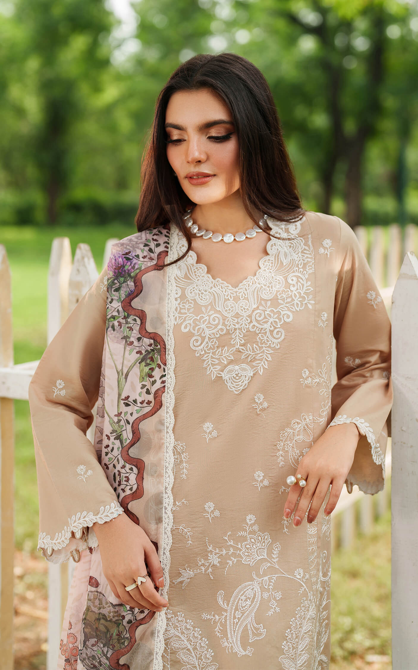 Asifa and Nabeel | Eden Cambric 25 | Ivory Haze ECU25-03 - Official Asifa and Nabeel stockist in UK - Sakeena London