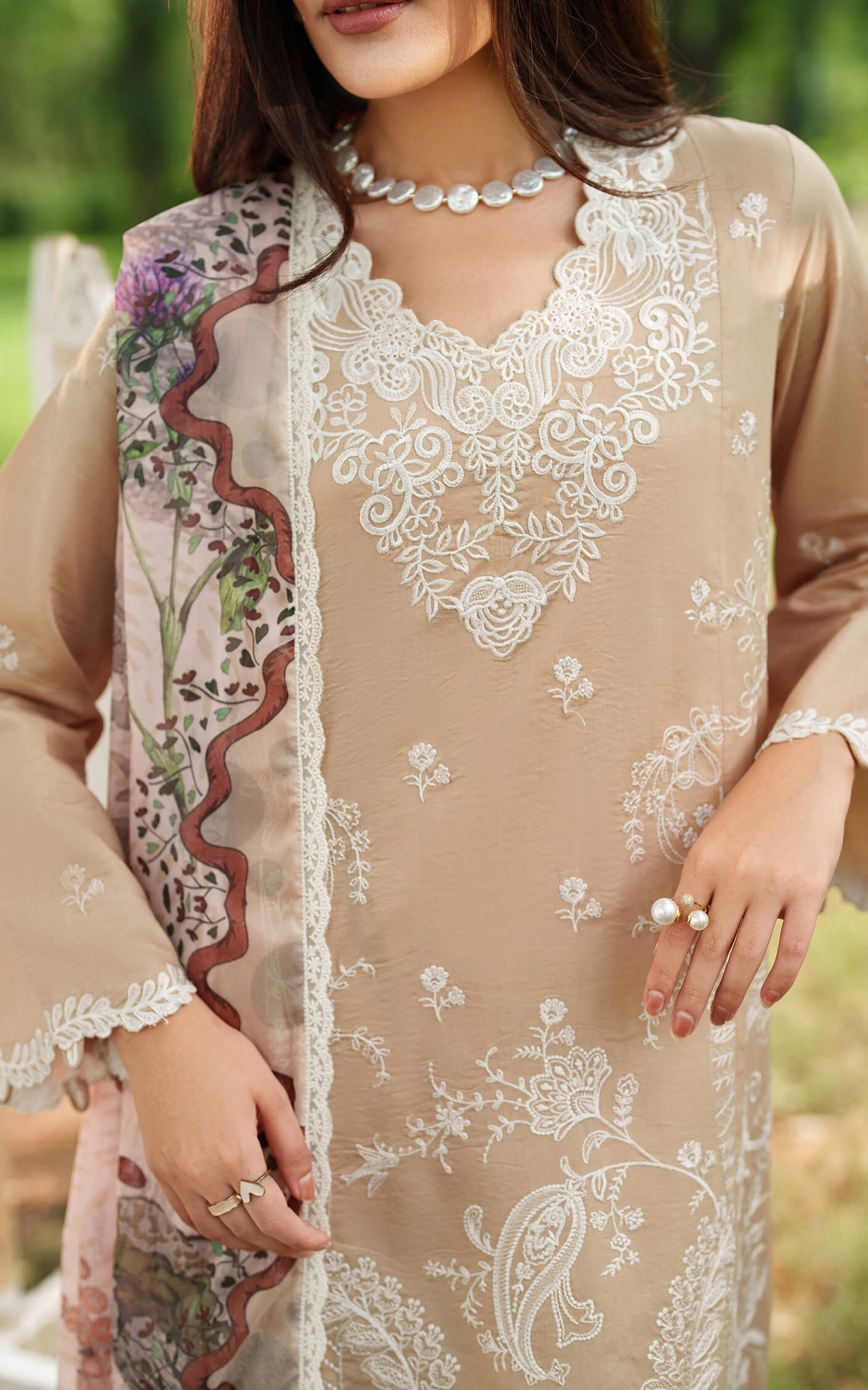 Asifa and Nabeel | Eden Cambric 25 | Ivory Haze ECU25-03 - Official Asifa and Nabeel stockist in UK - Sakeena London