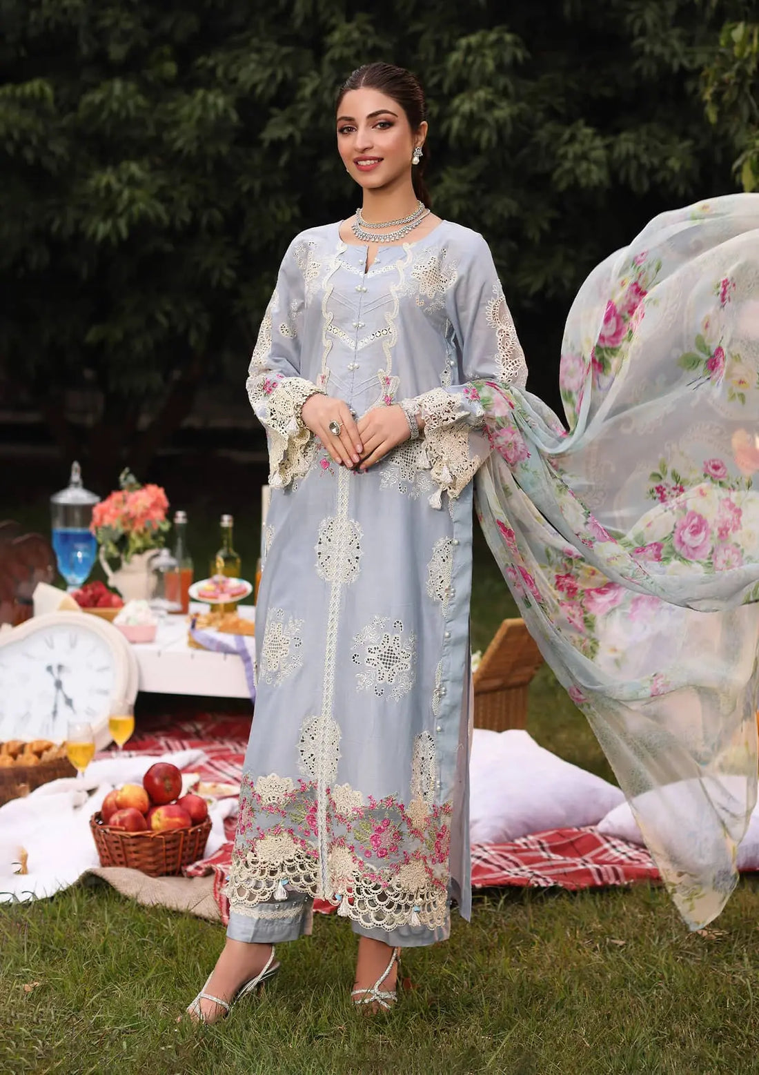 Kahf Premium | Festive Lawn 24 | KFL-08A FIRUZE - Official Kahf Premium stockist in UK - Sakeena London