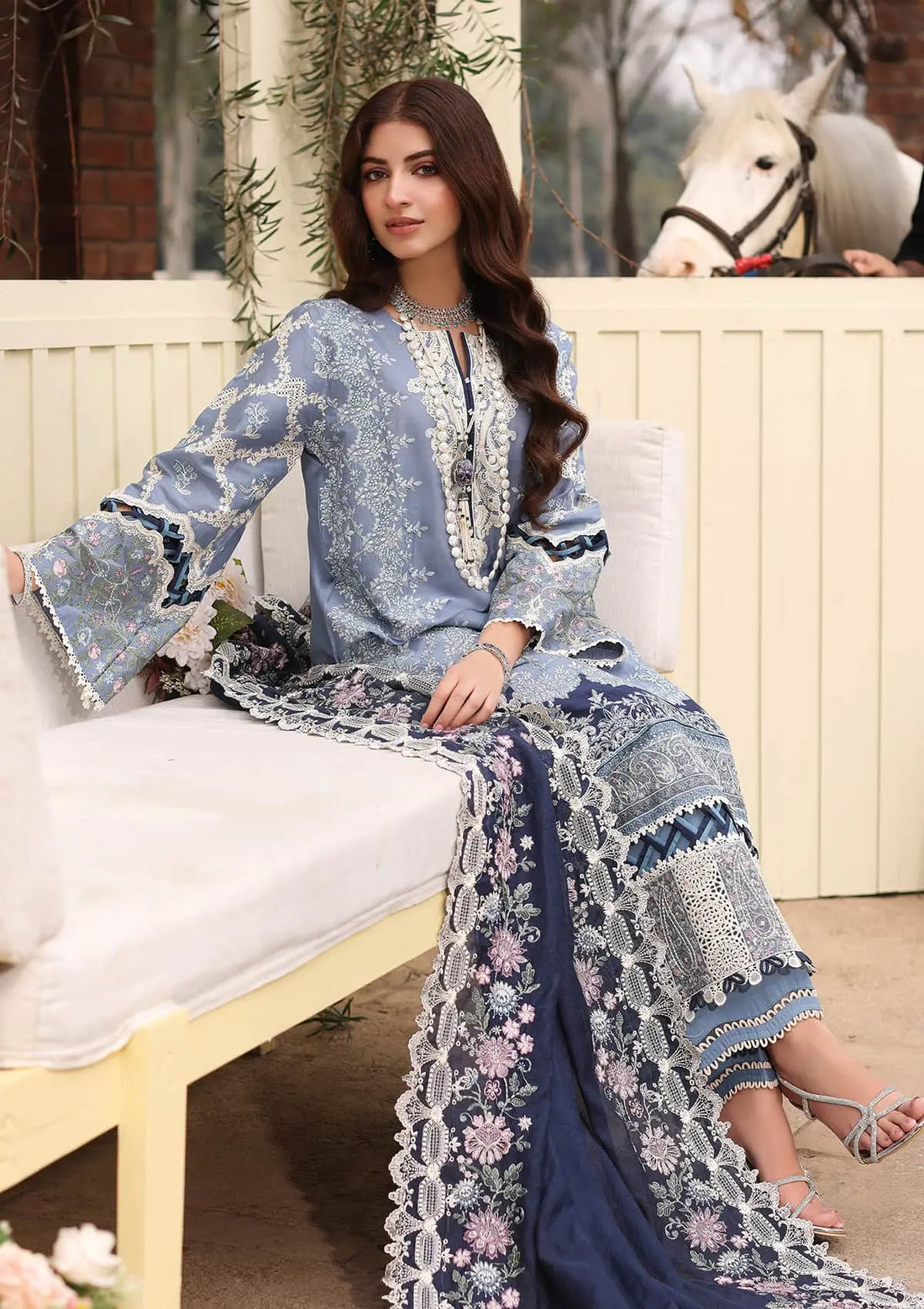 Kahf Premium | Festive Lawn 24 | KFL-04 KINZA - Official Kahf Premium stockist in UK - Sakeena London