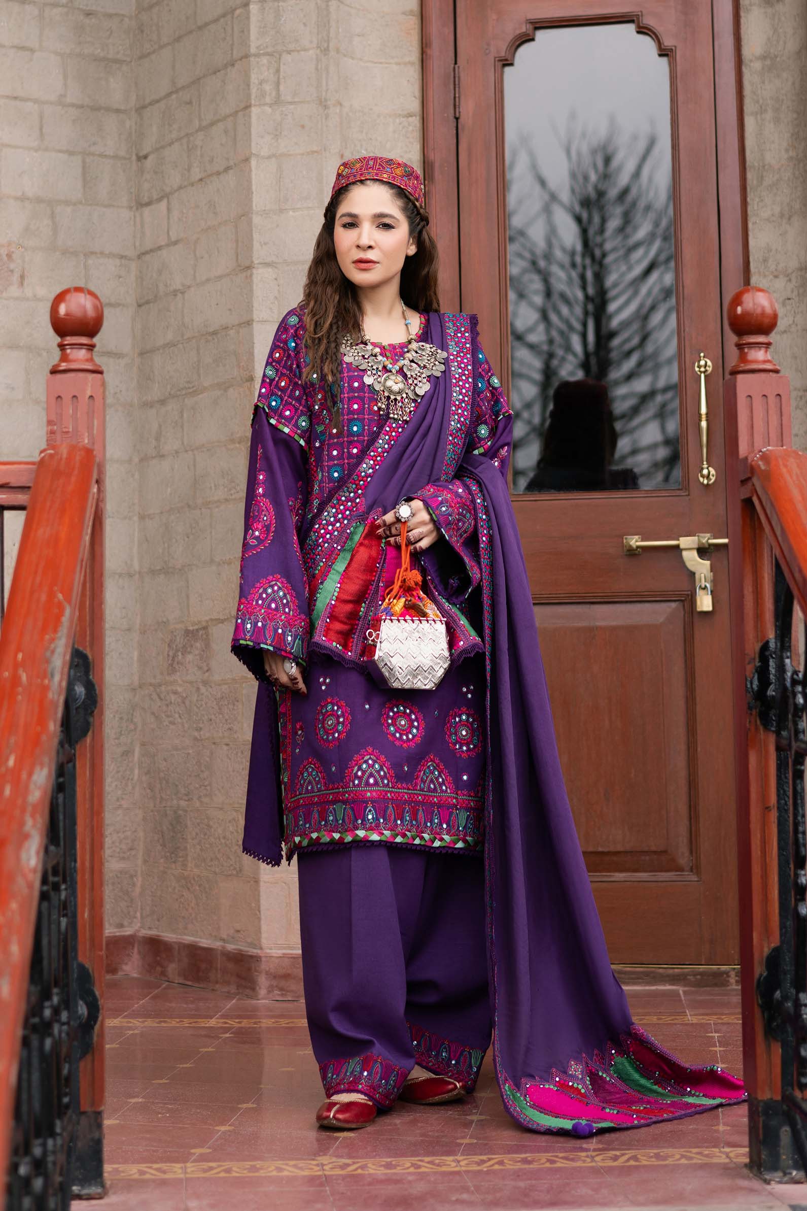 Maryam Hussain | Winter Shawl 2024 | Plum - Official Maryam Hussain stockist in UK - Sakeena London