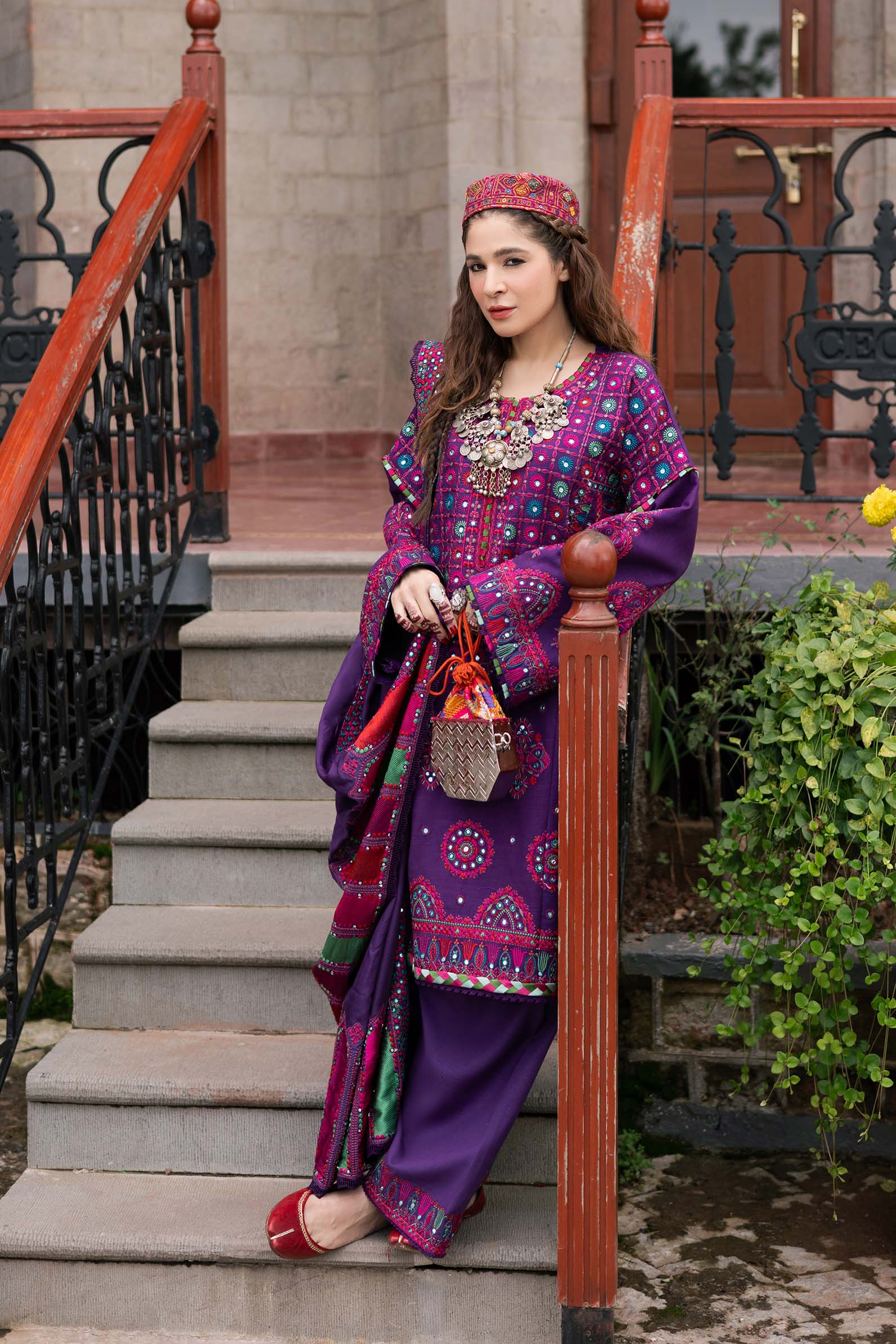 Maryam Hussain | Winter Shawl 2024 | Plum - Official Maryam Hussain stockist in UK - Sakeena London
