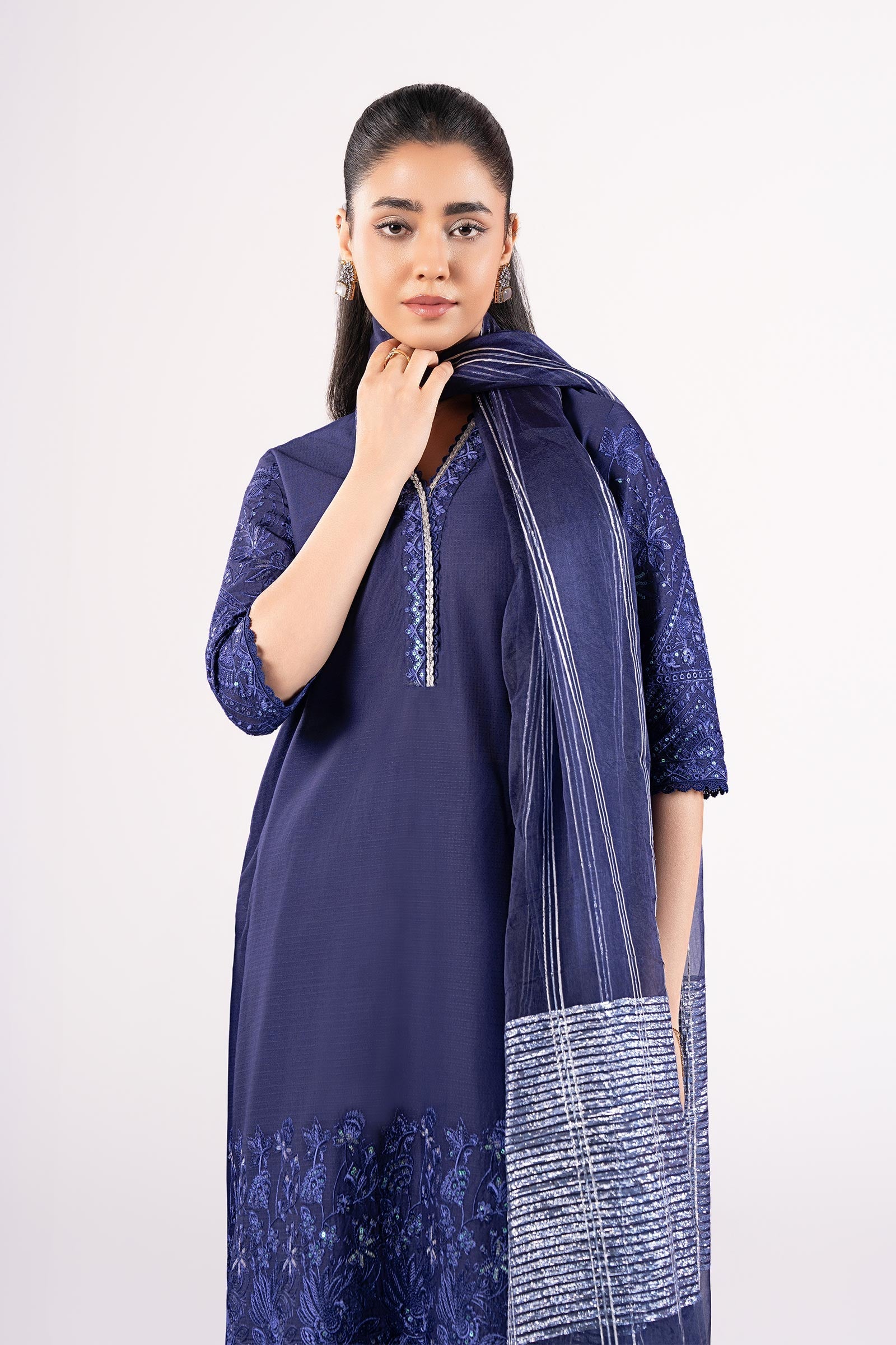 Maria B | Basics RTW | 3 Pc Embroidered Dobby Suit | MB-CS25-137 - Official Maria B stockist in UK - Sakeena London