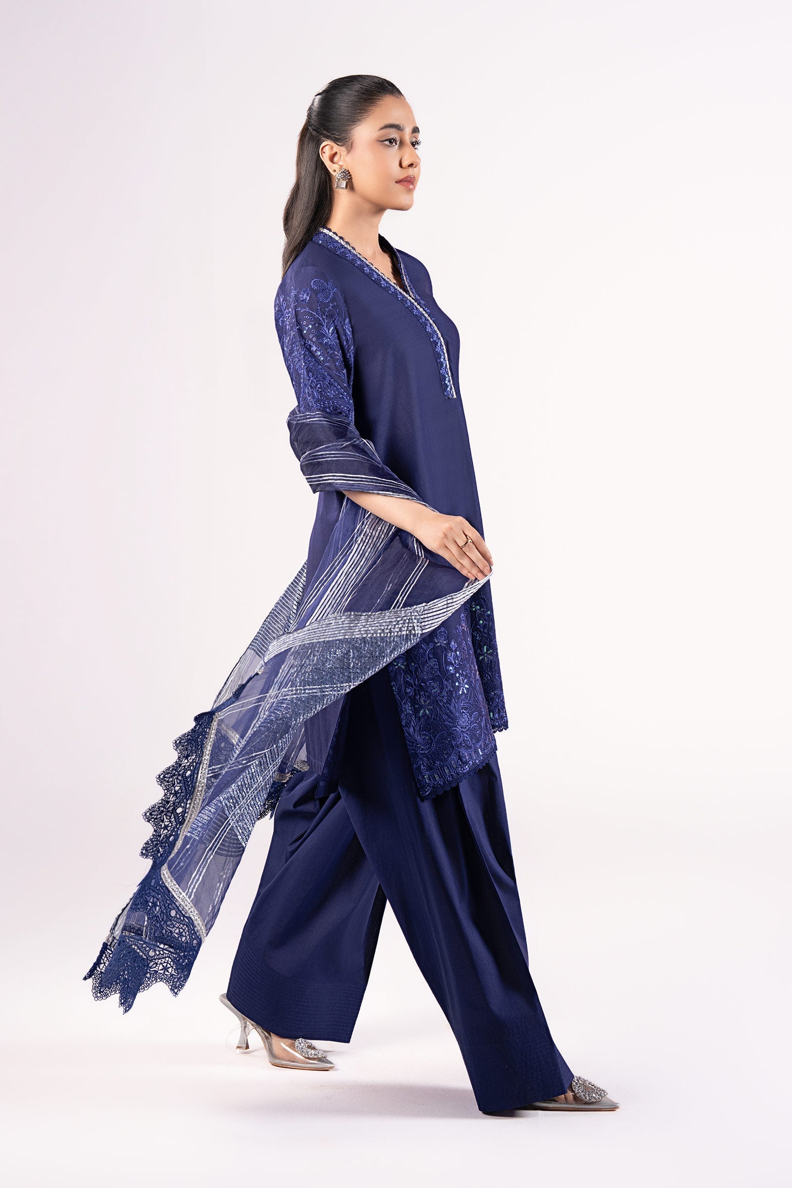 Maria B | Basics RTW | 3 Pc Embroidered Dobby Suit | MB-CS25-137 - Official Maria B stockist in UK - Sakeena London