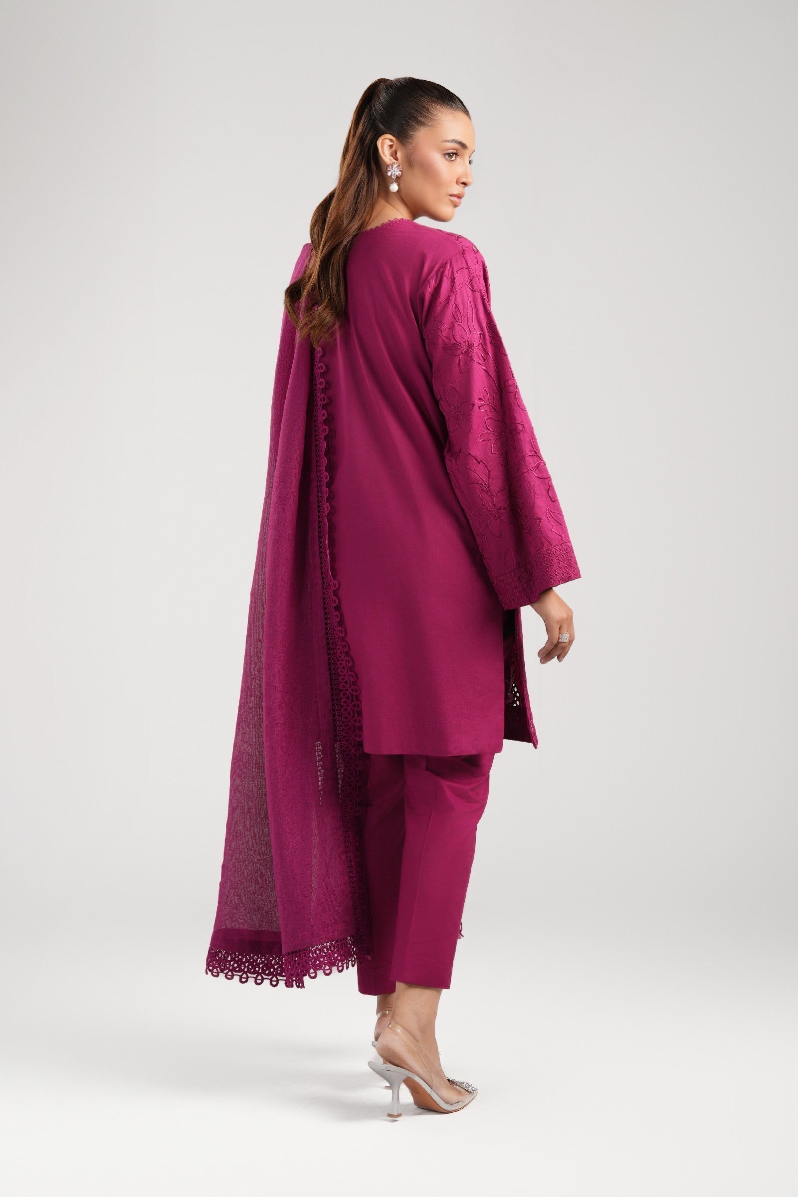 Maria B | Basics RTW | 3 Pc Embroidered Dobby Suit | MB-CS25-138 - Official Maria B stockist in UK - Sakeena London
