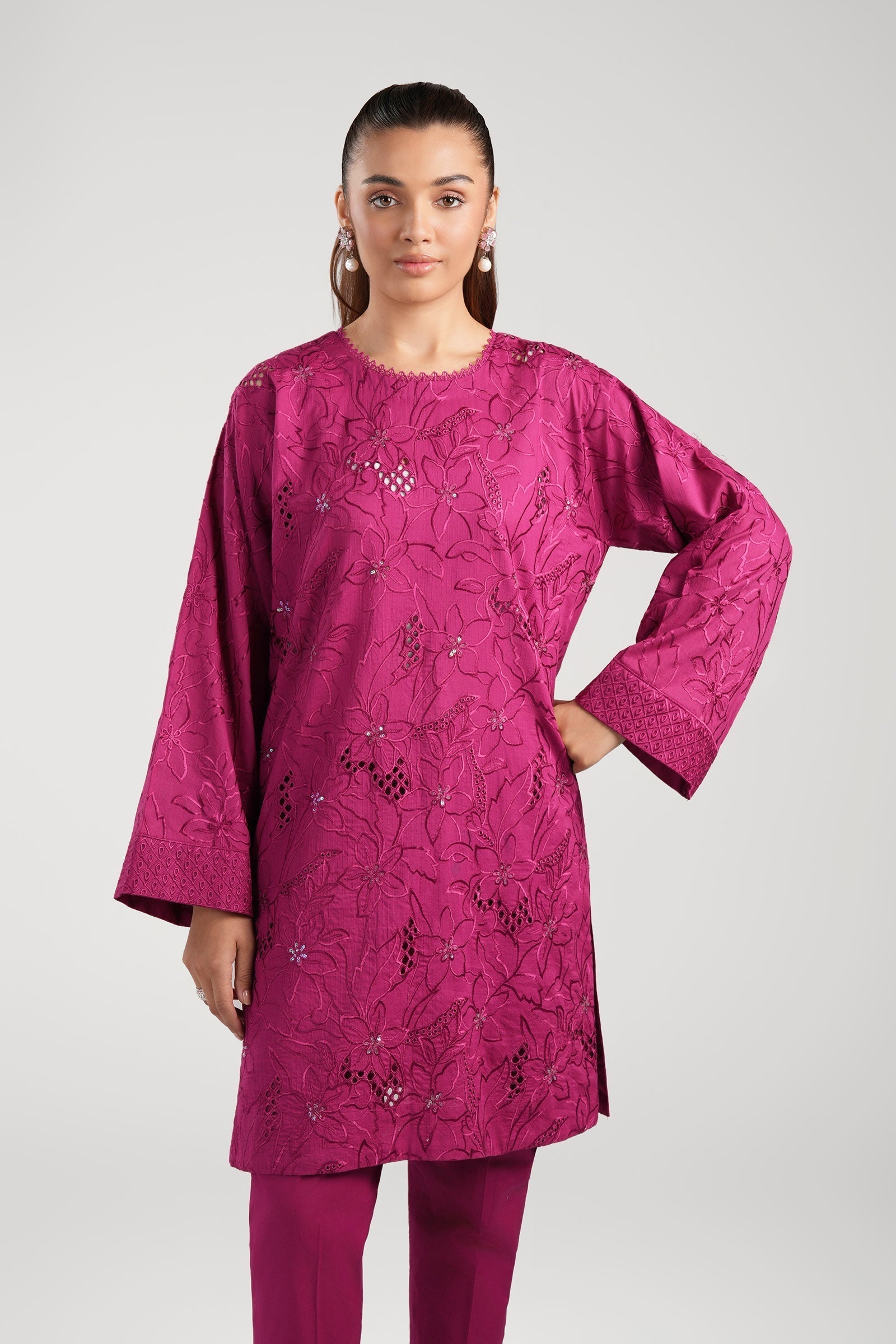 Maria B | Basics RTW | 3 Pc Embroidered Dobby Suit | MB-CS25-138 - Official Maria B stockist in UK - Sakeena London