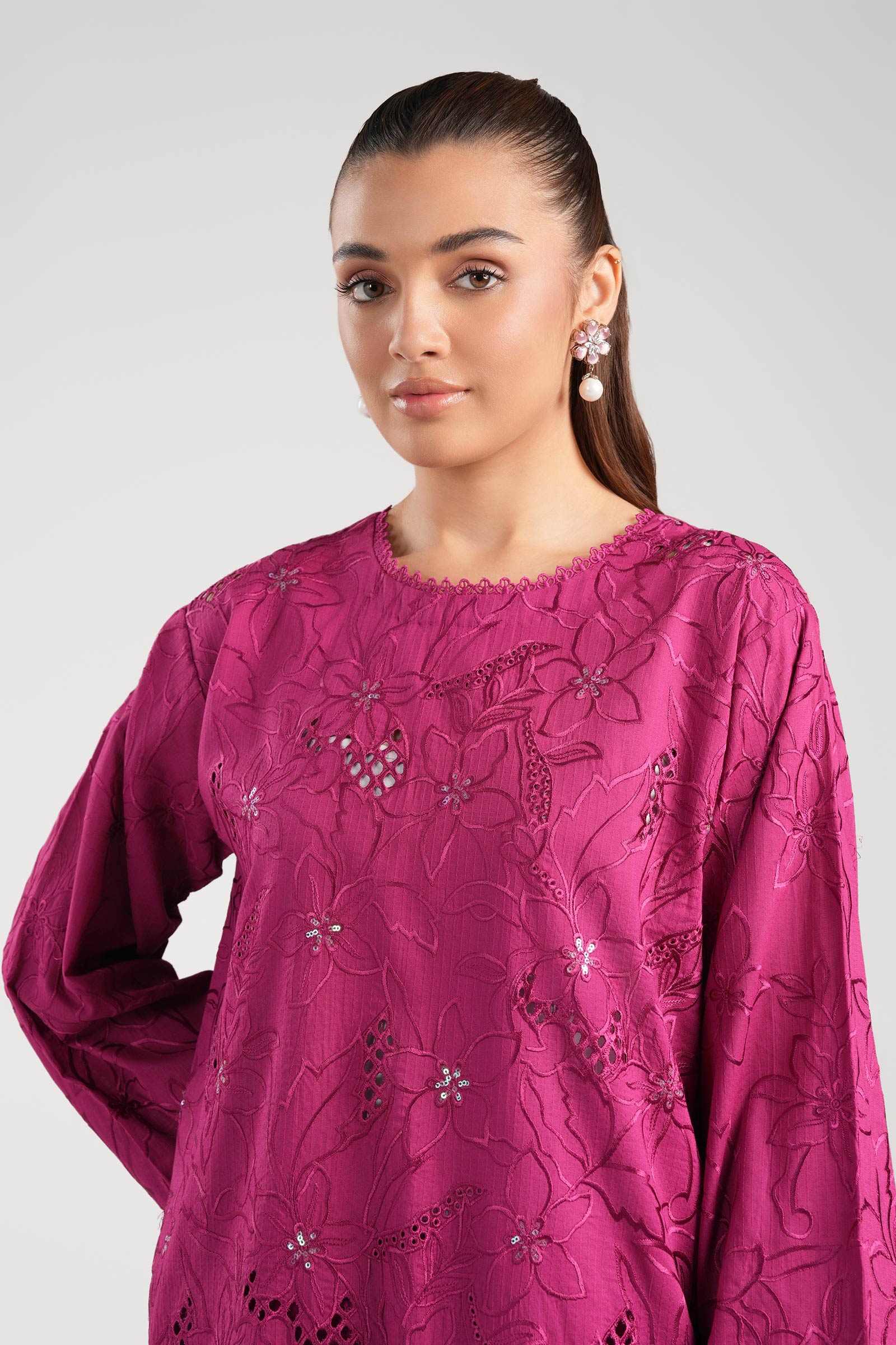 Maria B | Basics RTW | 3 Pc Embroidered Dobby Suit | MB-CS25-138 - Official Maria B stockist in UK - Sakeena London