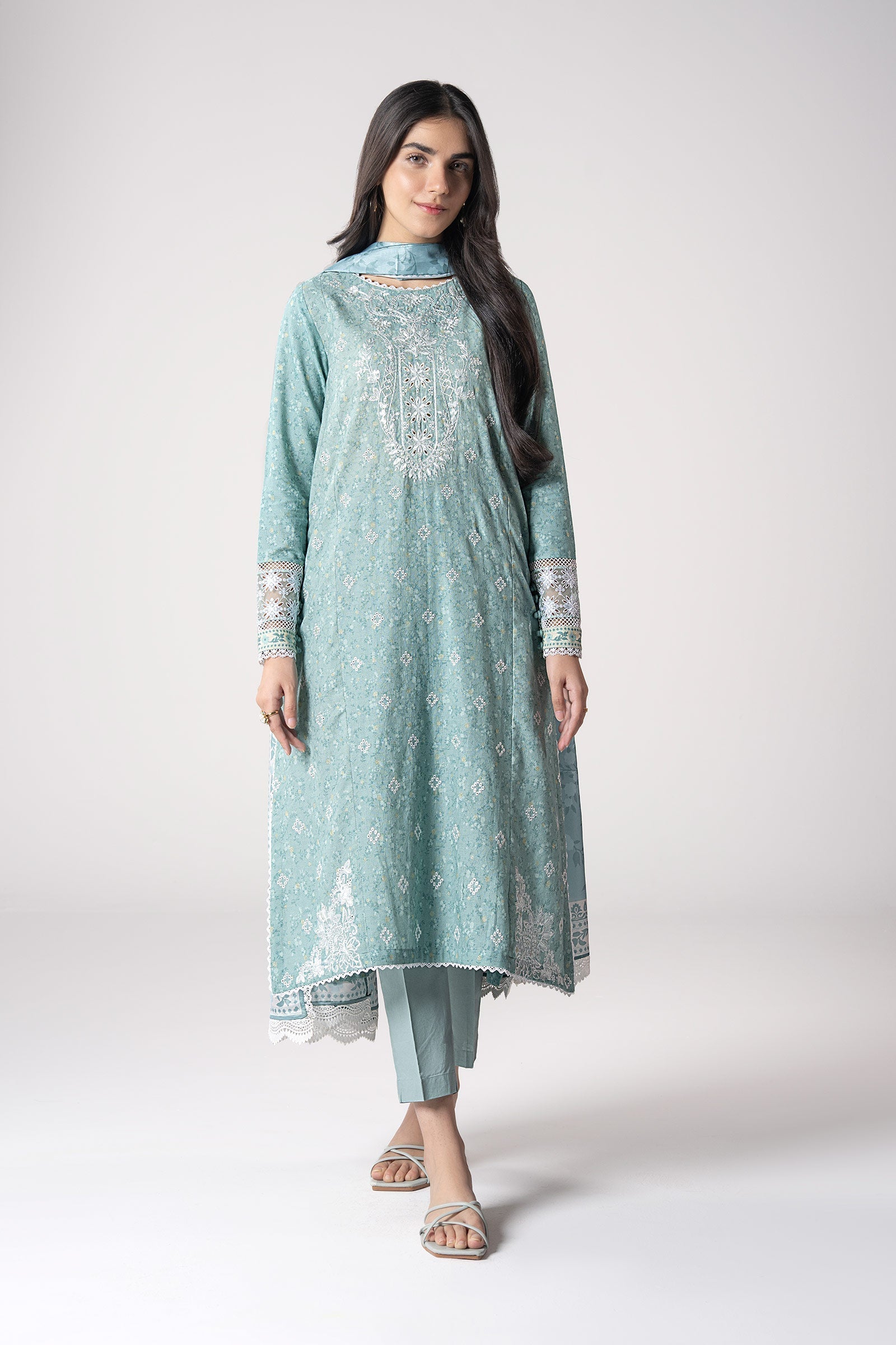 Maria B | Basics RTW | 3 Pc Embroidered Mesh Lurex Dots Suit | MB-CS25-142 - Official Maria B stockist in UK - Sakeena London