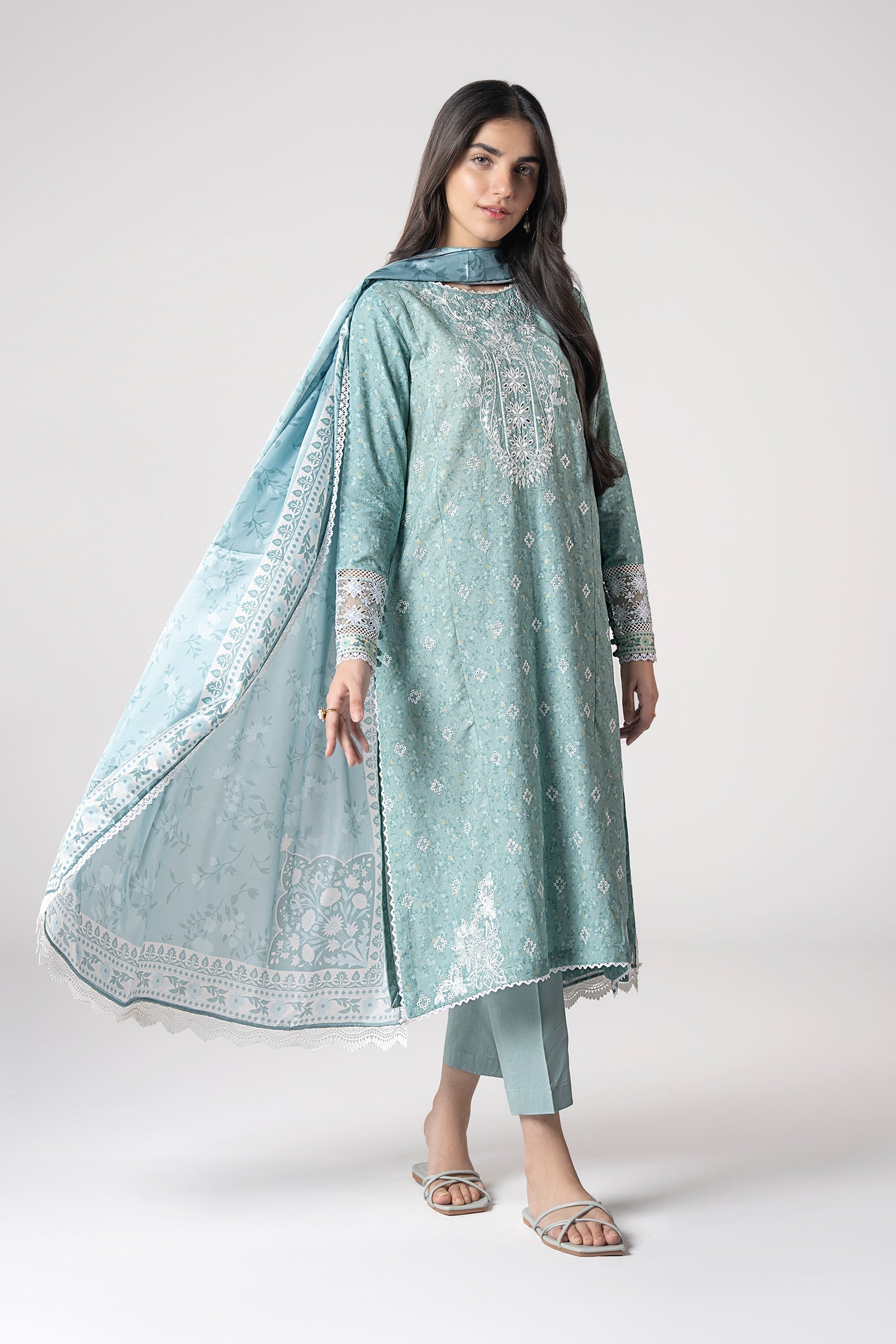 Maria B | Basics RTW | 3 Pc Embroidered Mesh Lurex Dots Suit | MB-CS25-142 - Official Maria B stockist in UK - Sakeena London