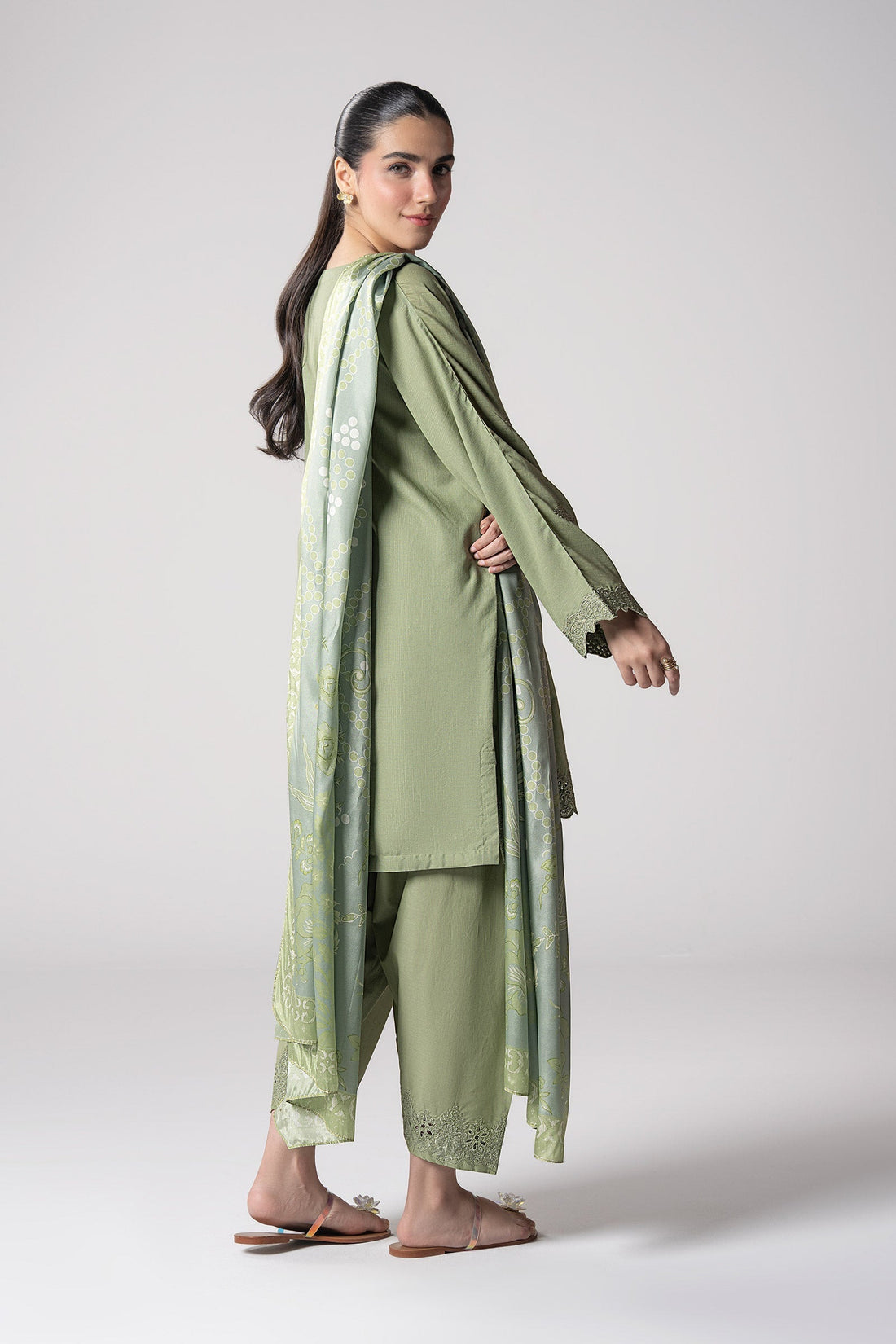 Maria B | Basics RTW | 3 Pc Embroidered Lurex Stripe Suit | MB-CS25-143 - Official Maria B stockist in UK - Sakeena London