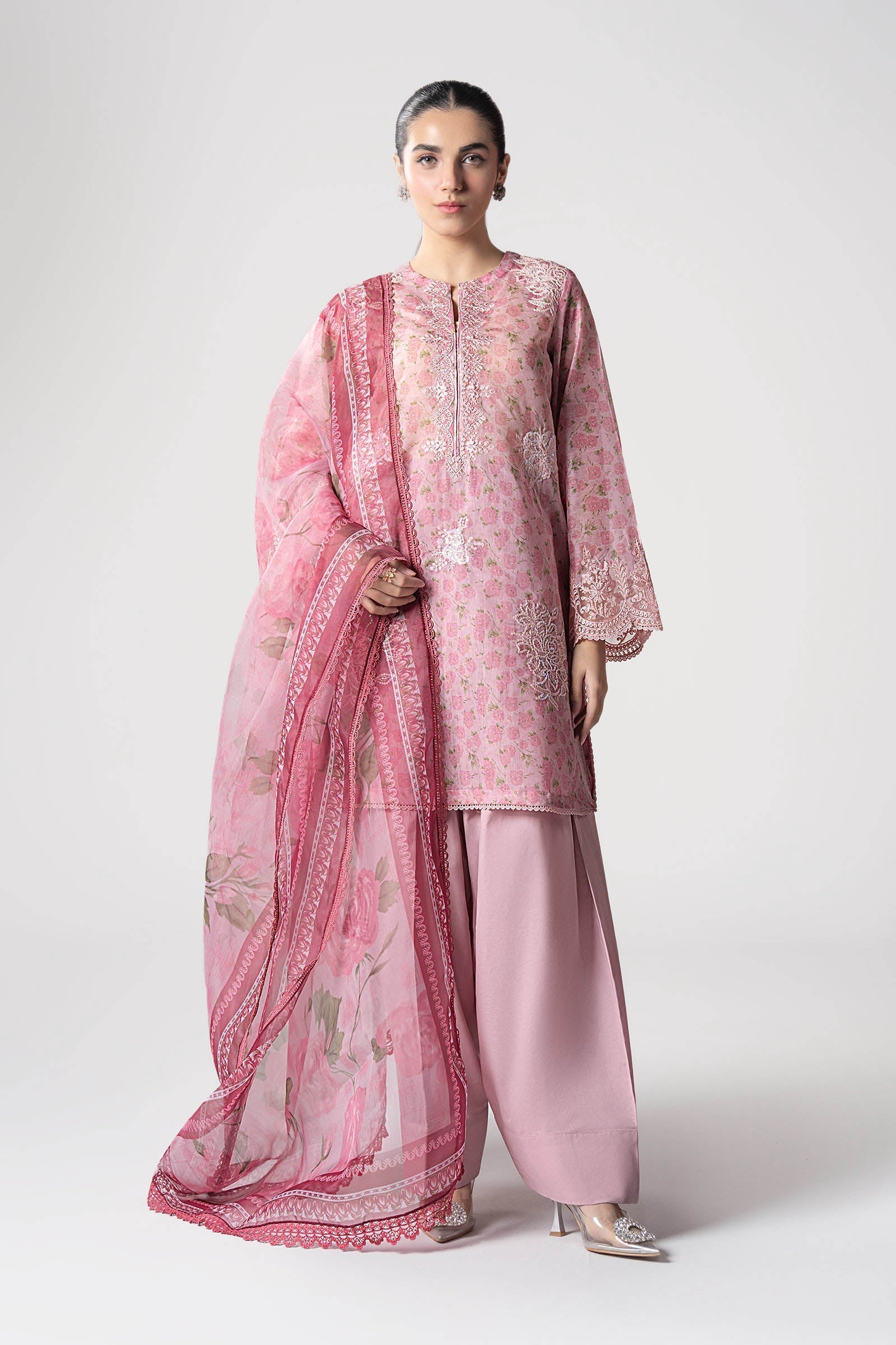 Maria B | Basics RTW | 3 Pc Embroidered Dobby Suit | MB-CS25-145 - Official Maria B stockist in UK - Sakeena London