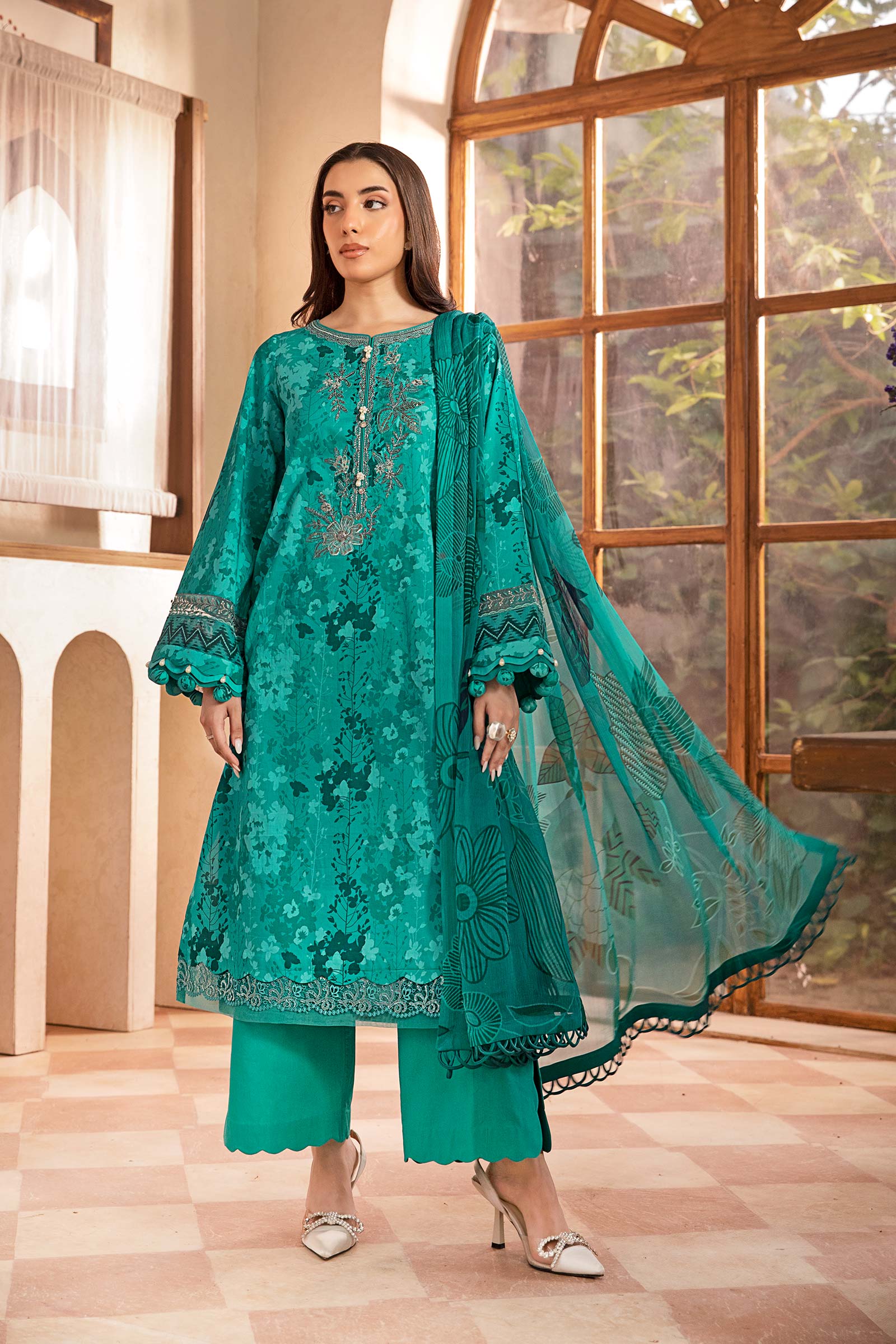 Maria B | Eid Basic Lawn | MB-CUS25-910A - Official Maria B stockist in UK - Sakeena London