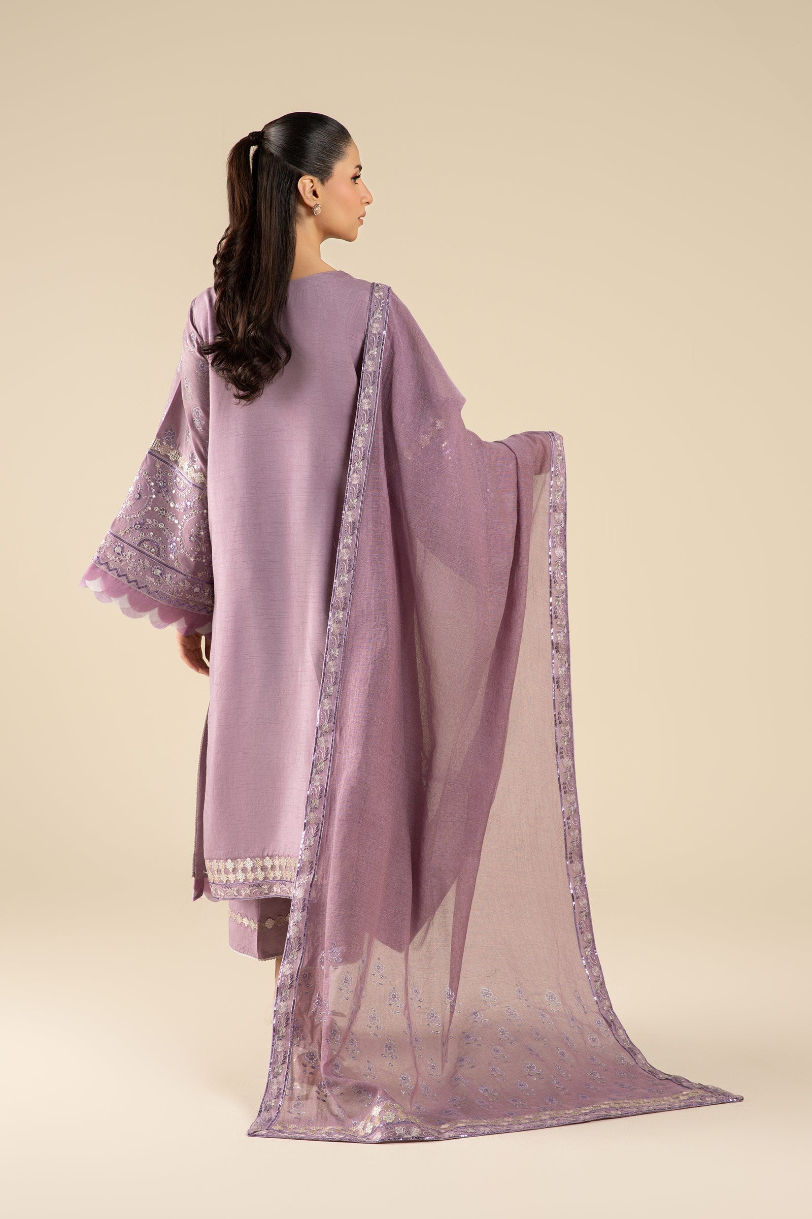 Maria B | Basics RTW | 3 Pc Embroidered Two Tone Silk Suit | MB-FS25-17 - Official Maria B stockist in UK - Sakeena London
