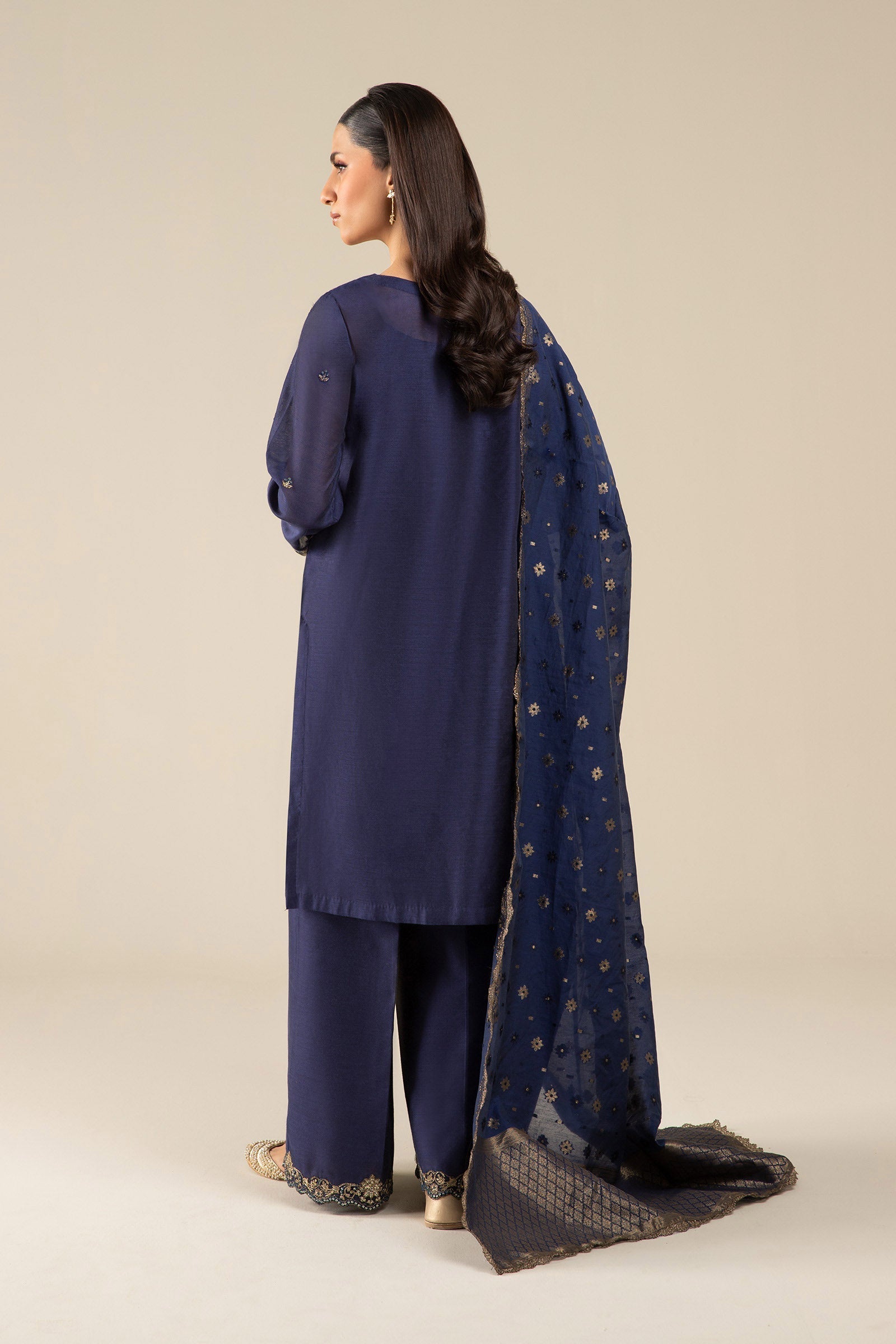 Maria B | Basics RTW | 3 Pc Embroidered Two Tone Silk Suit | MB-FS25-30 - Official Maria B stockist in UK - Sakeena London