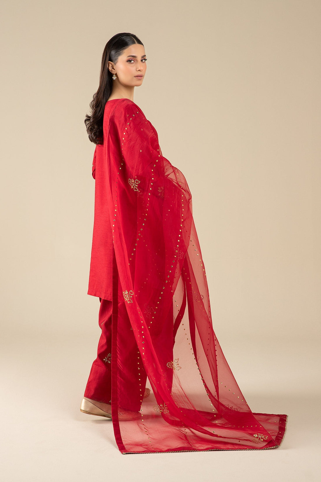 Maria B | Basics RTW | 3 Pc Embroidered Raw Silk Suit | MB-FS25-32 - Official Maria B stockist in UK - Sakeena London