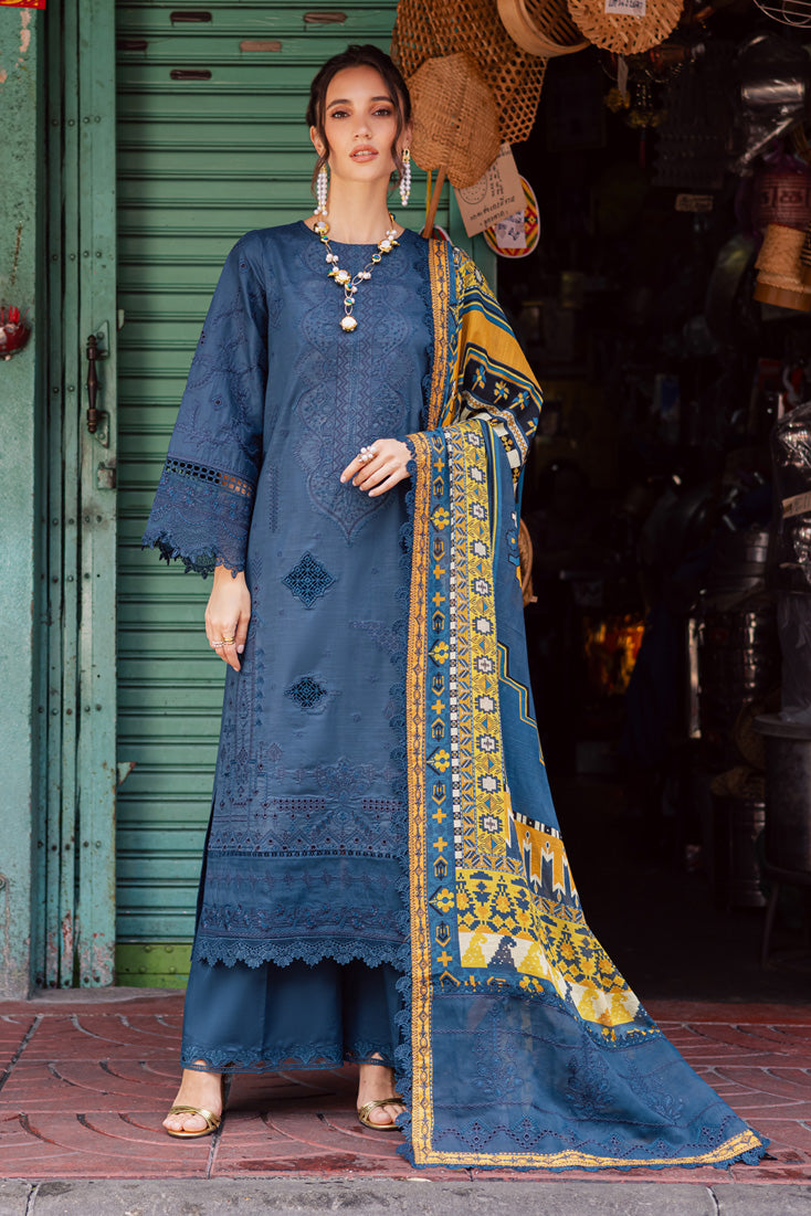 Marjjan | Carnation Lawn | MBL-13 A (TEAL BLUE) - Official Marjjan stockist in UK - Sakeena London