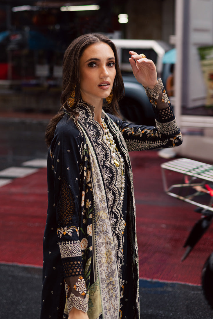 Marjjan | Carnation Lawn | MBL-14 A (BLACK) - Official Marjjan stockist in UK - Sakeena London