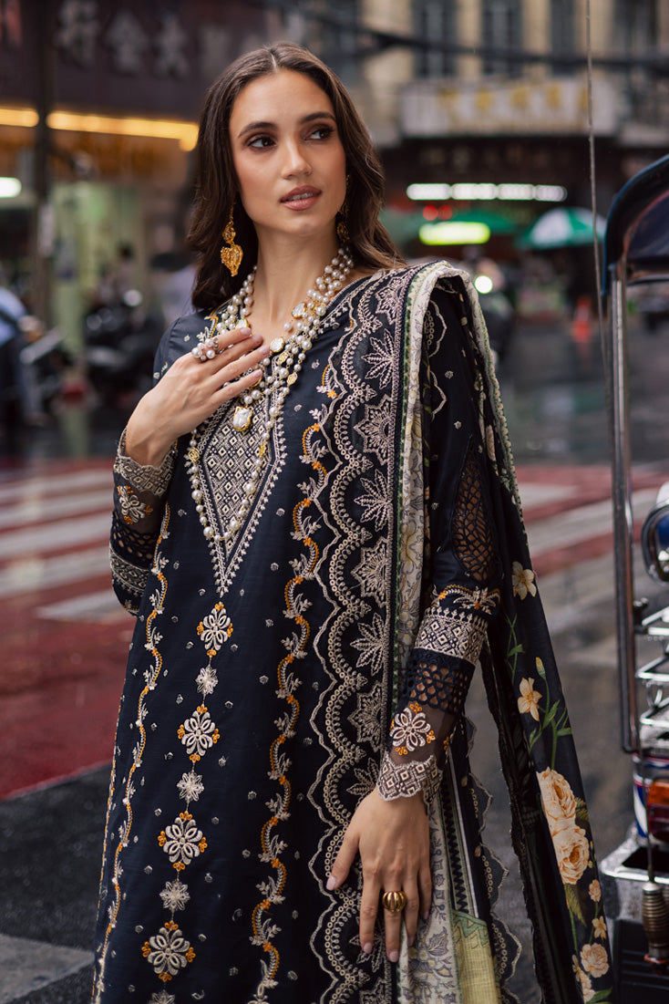 Marjjan | Carnation Lawn | MBL-14 A (BLACK) - Official Marjjan stockist in UK - Sakeena London