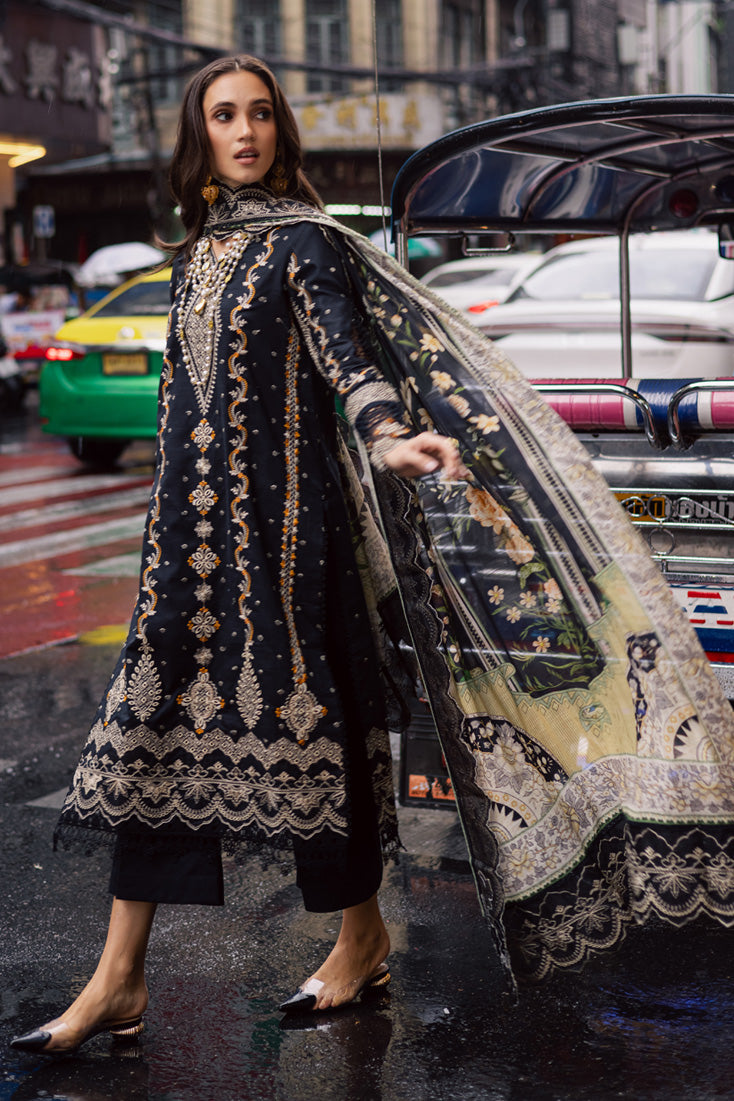 Marjjan | Carnation Lawn | MBL-14 A (BLACK) - Official Marjjan stockist in UK - Sakeena London