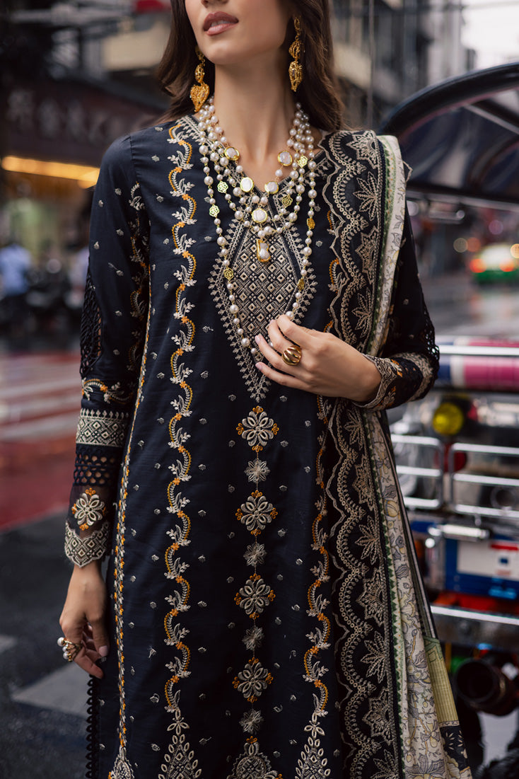 Marjjan | Carnation Lawn | MBL-14 A (BLACK) - Official Marjjan stockist in UK - Sakeena London