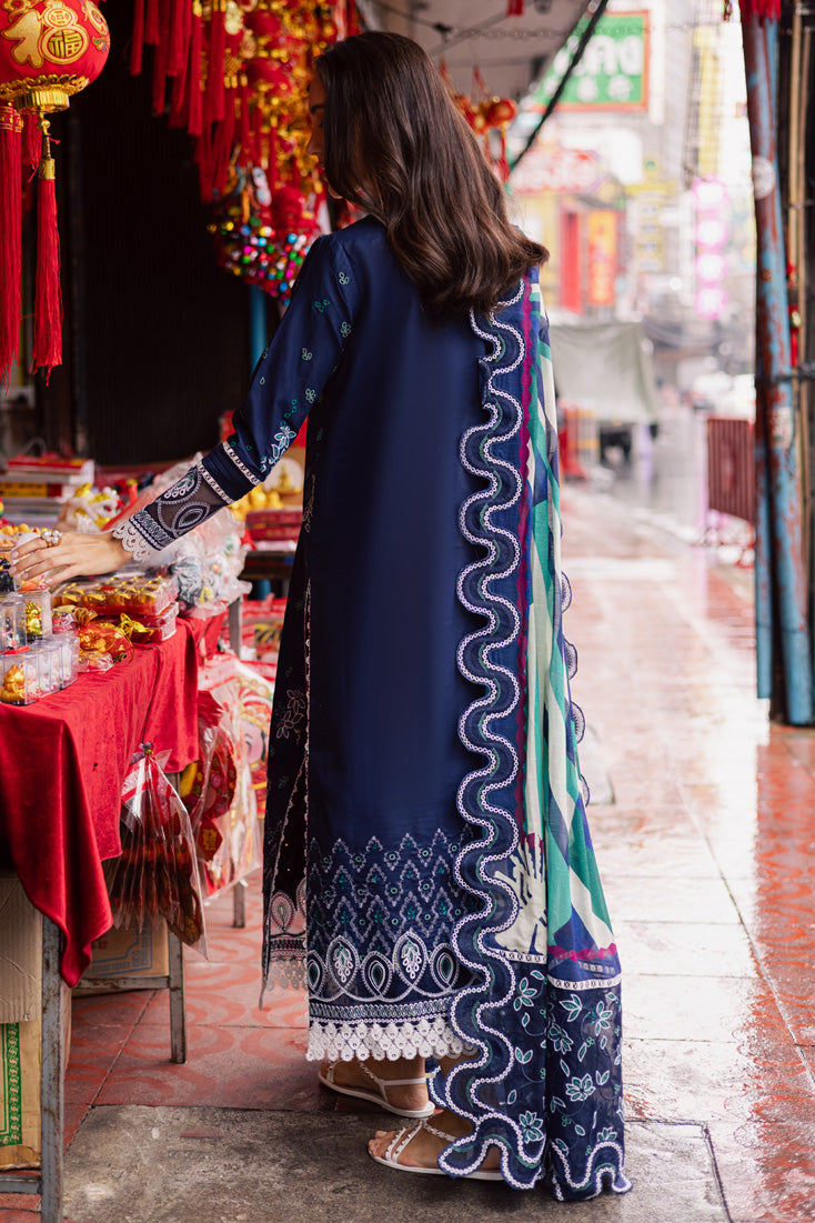 Marjjan | Carnation Lawn | MBL-17 A (NAVY BLUE) - Official Marjjan stockist in UK - Sakeena London