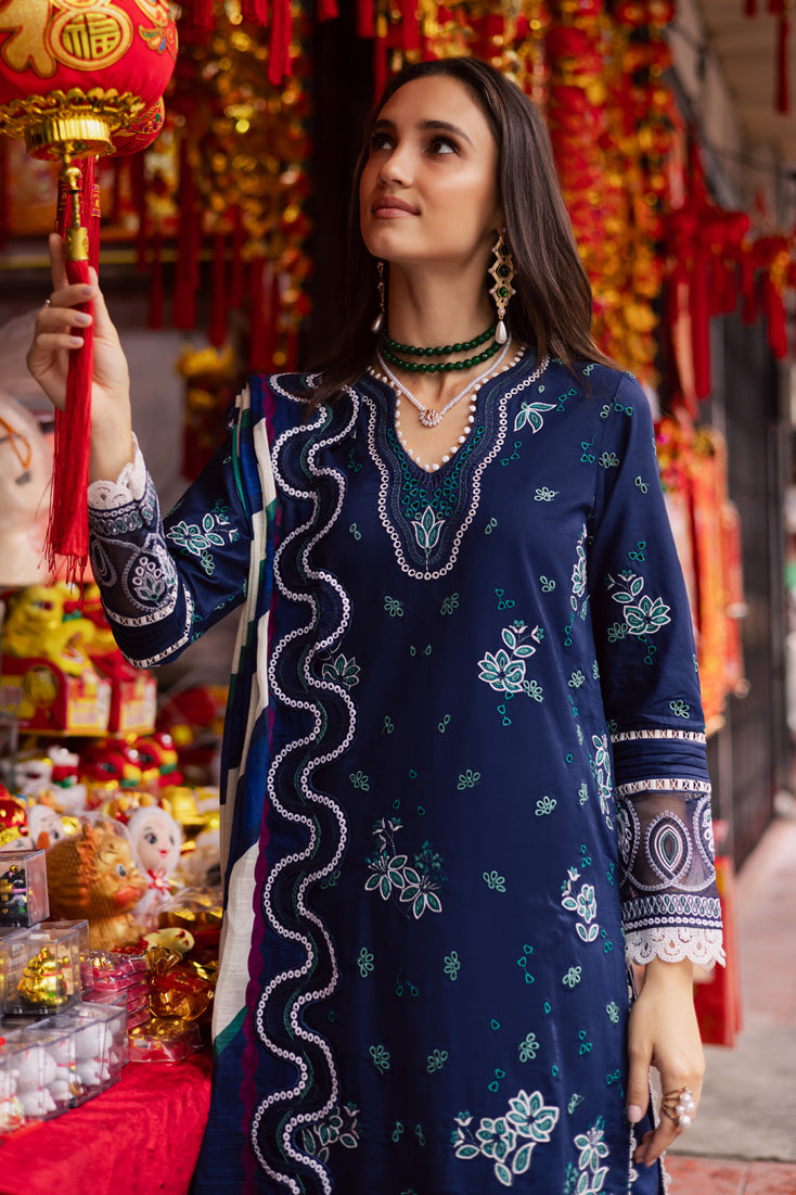 Marjjan | Carnation Lawn | MBL-17 A (NAVY BLUE) - Official Marjjan stockist in UK - Sakeena London