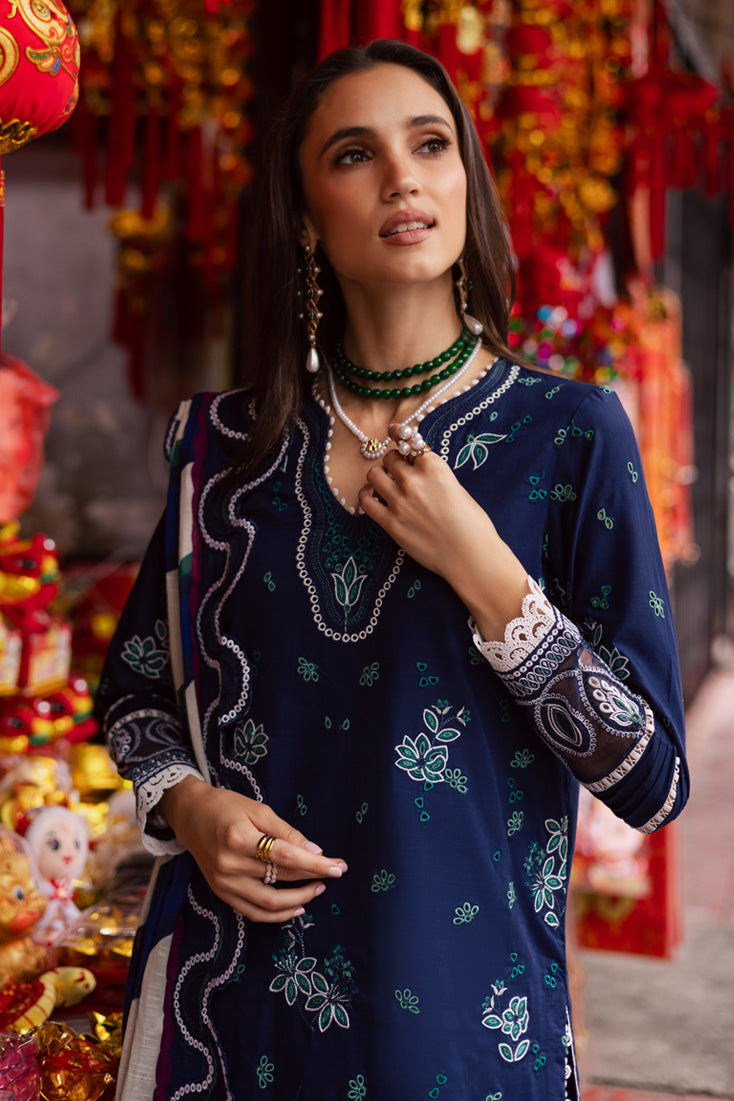 Marjjan | Carnation Lawn | MBL-17 A (NAVY BLUE) - Official Marjjan stockist in UK - Sakeena London