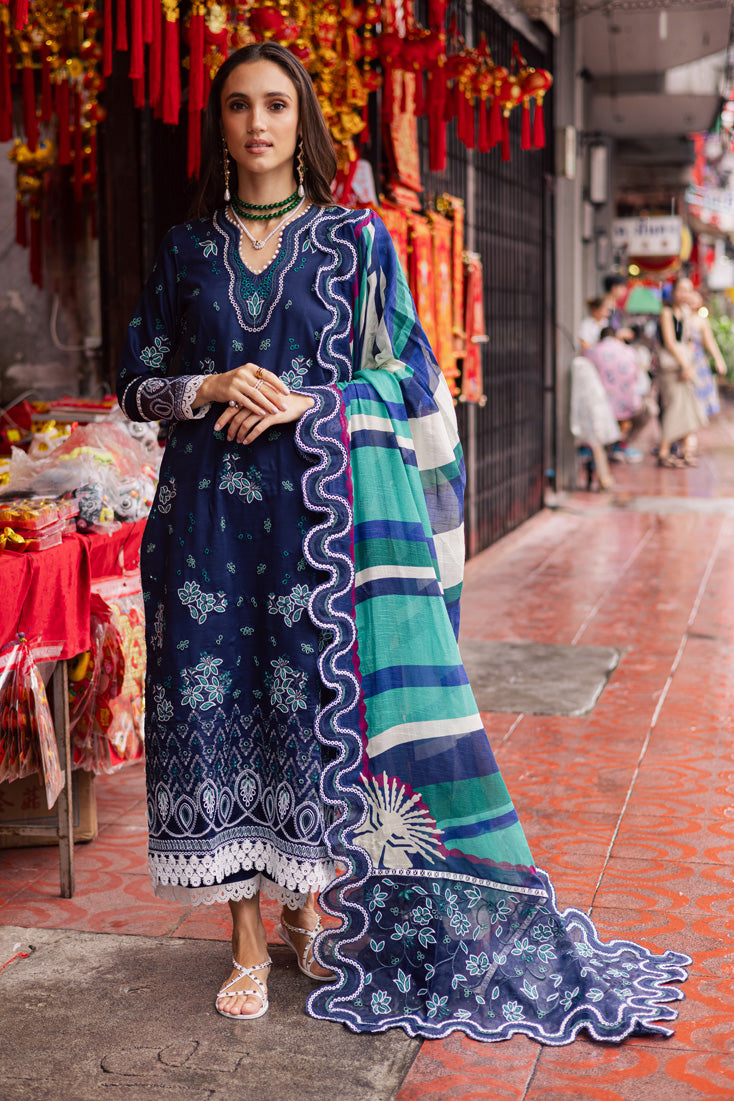 Marjjan | Carnation Lawn | MBL-17 A (NAVY BLUE) - Official Marjjan stockist in UK - Sakeena London