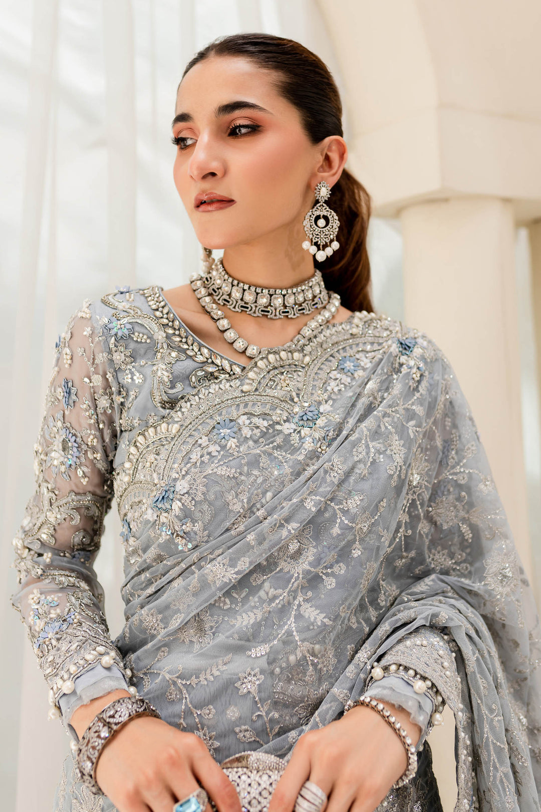 Maria B | Bridal Couture | Ice Blue MC-908 - Official Maria B stockist in UK - Sakeena London
