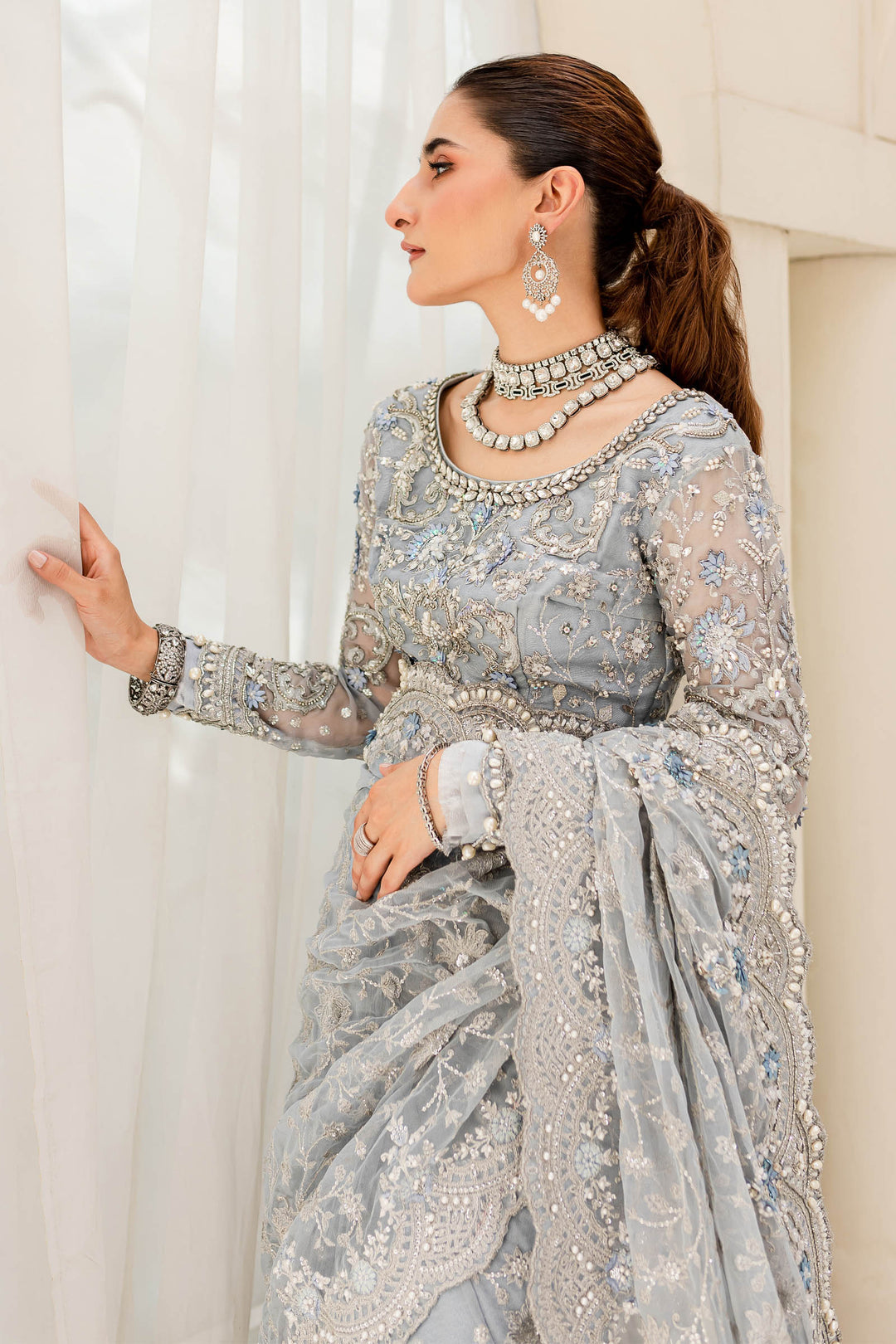 Maria B | Bridal Couture | Ice Blue MC-908 - Official Maria B stockist in UK - Sakeena London