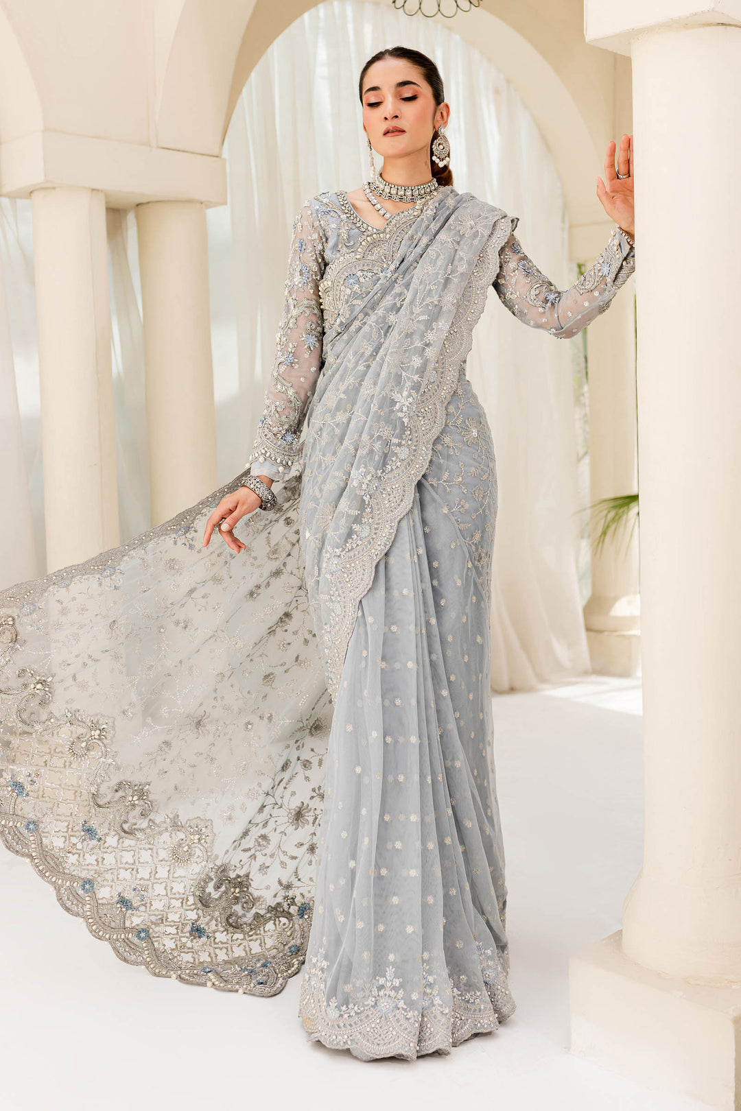 Maria B | Bridal Couture | Ice Blue MC-908 - Official Maria B stockist in UK - Sakeena London